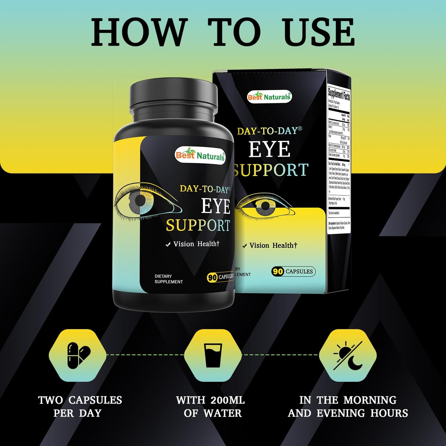 Best Naturals Day-to-Day Eye Support with Lutein, Zeaxanthin, Bilberry Extract, Astaxanthin, Lycopene, Carrot Powder, 90 Capsules