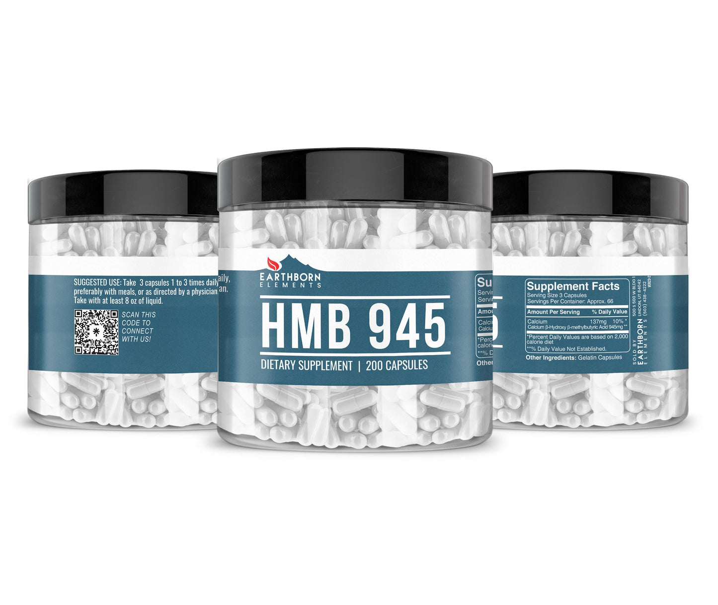 Earthborn Elements HMB Powder Capsules 200 Capsules