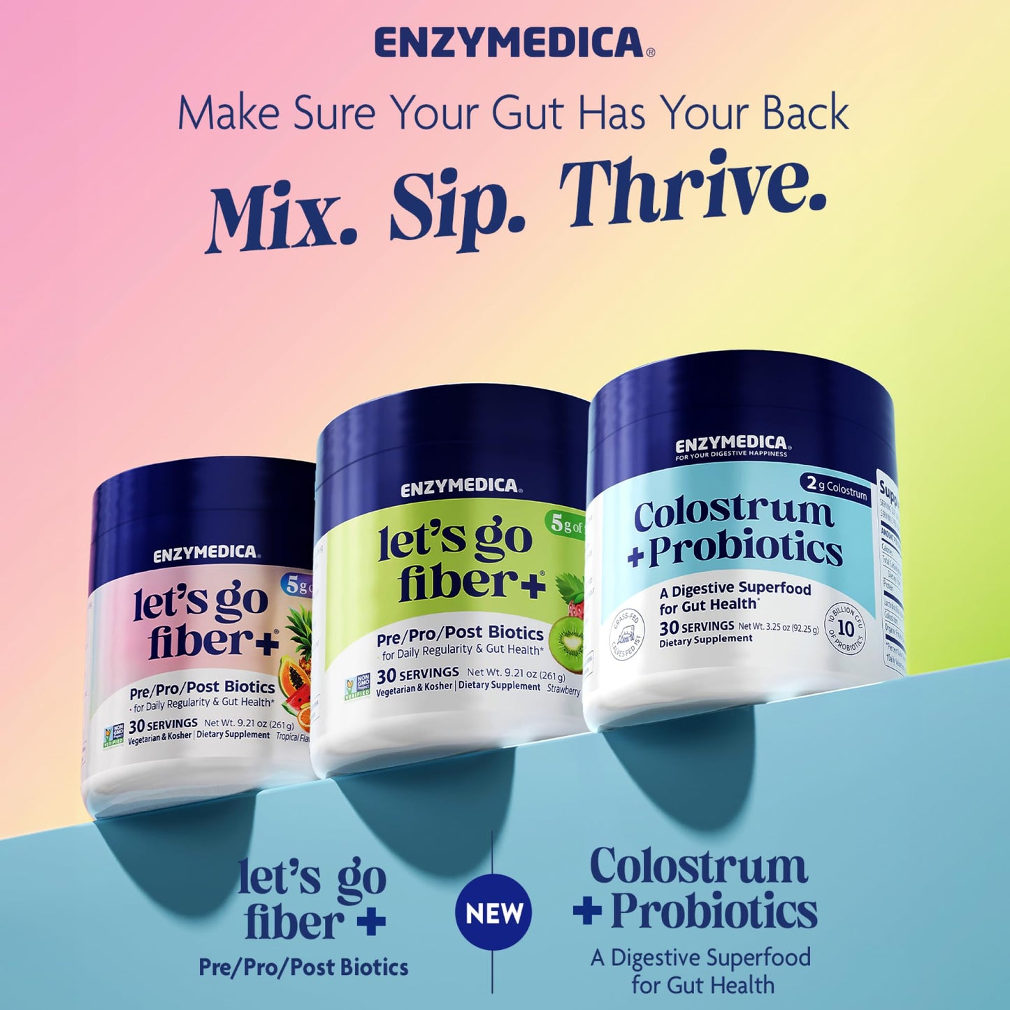 Enzymedica Let's Go Fiber Strawberry Kiwi Powder 9.21 oz