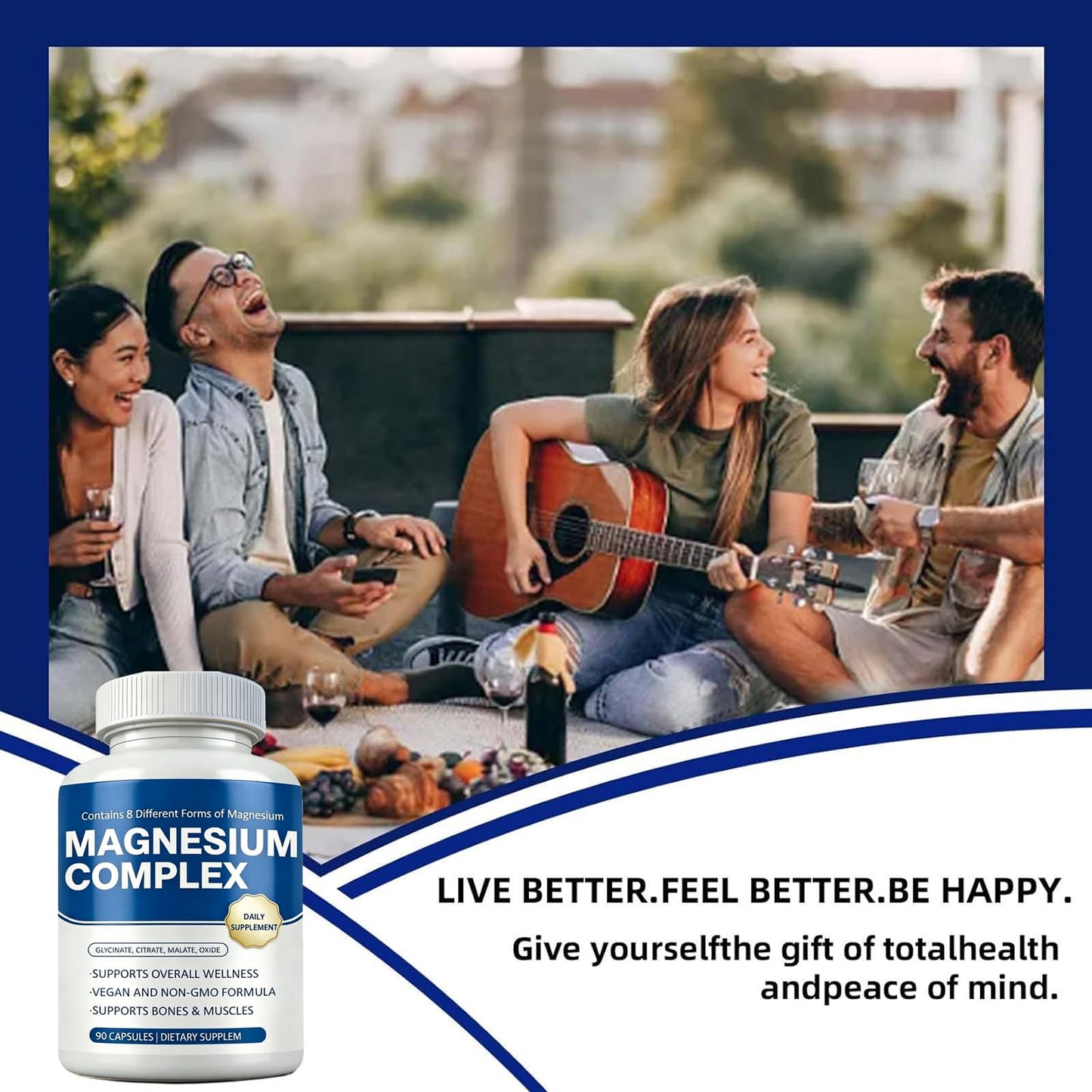 OFHOFH Magnesium Complex Supplement 8 Elemental Magnesium Glycinate, Citrate, Malate, Oxide Capsule 90 Count