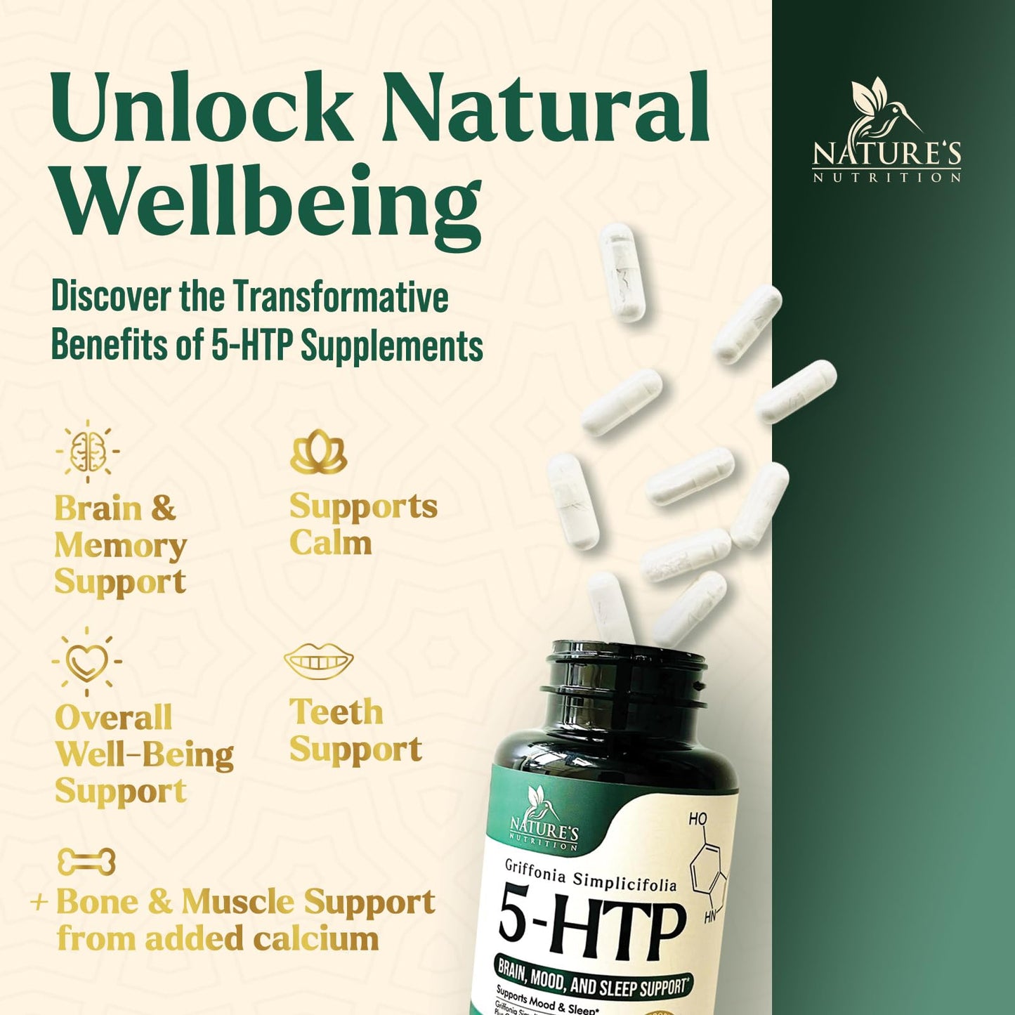 Nature's Nutrition 5-HTP Capsules, 120 Count