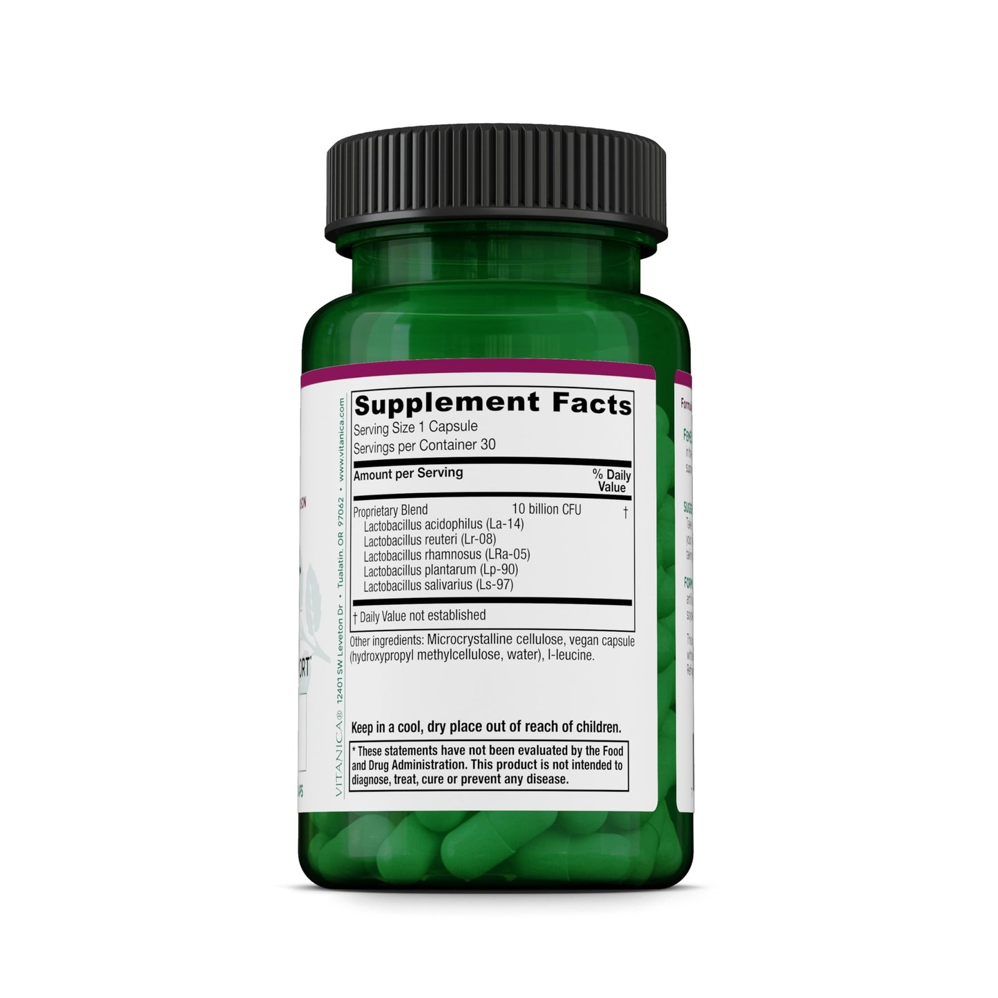 Vitanica FemEcology Vaginal Microflora Health Support with Probiotics Including L. Reuteri, L. Salivarius, & L. Rhamnosus - Vegan Capsule, 30 Capsules