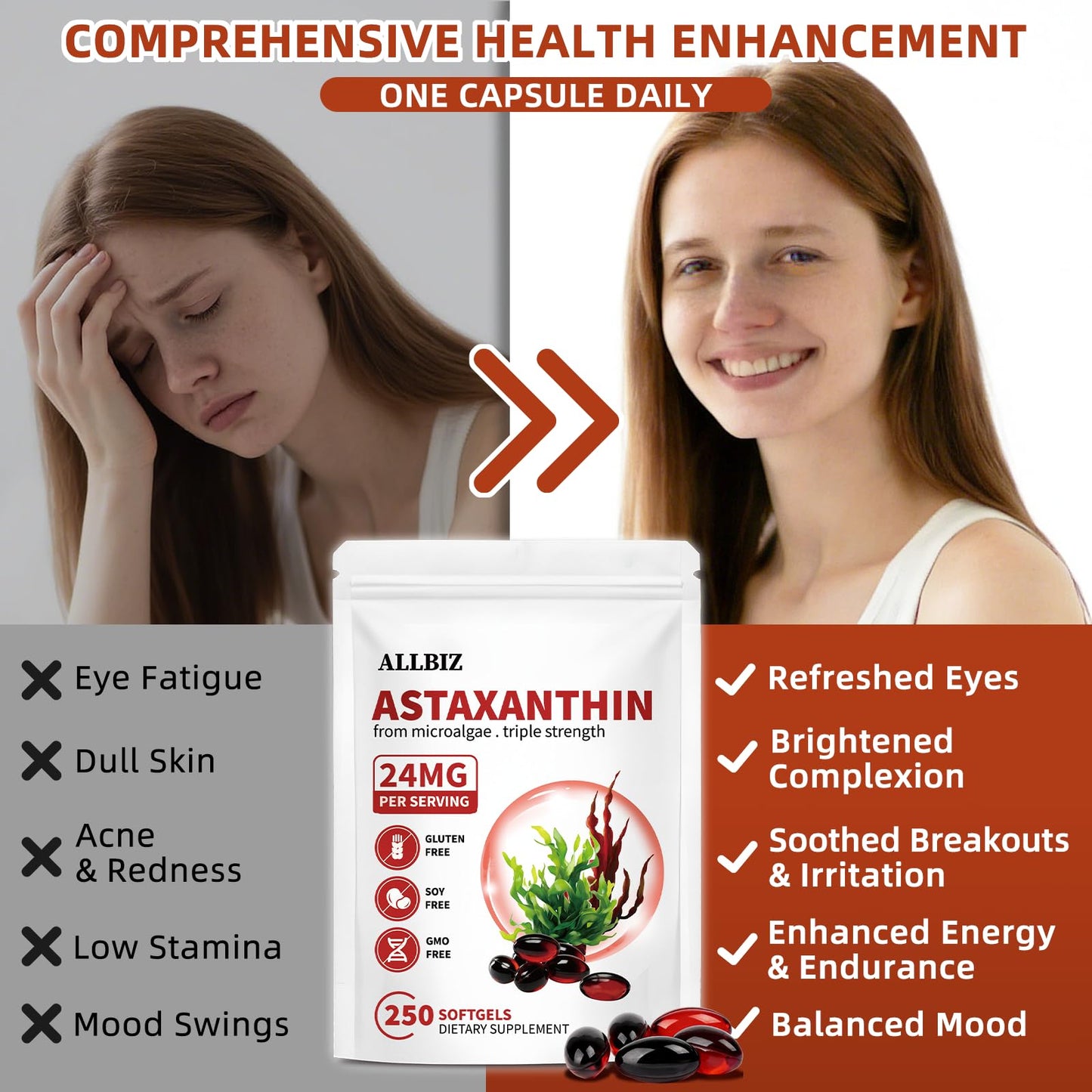ALLBIZ Astaxanthin 24mg Softgels 250