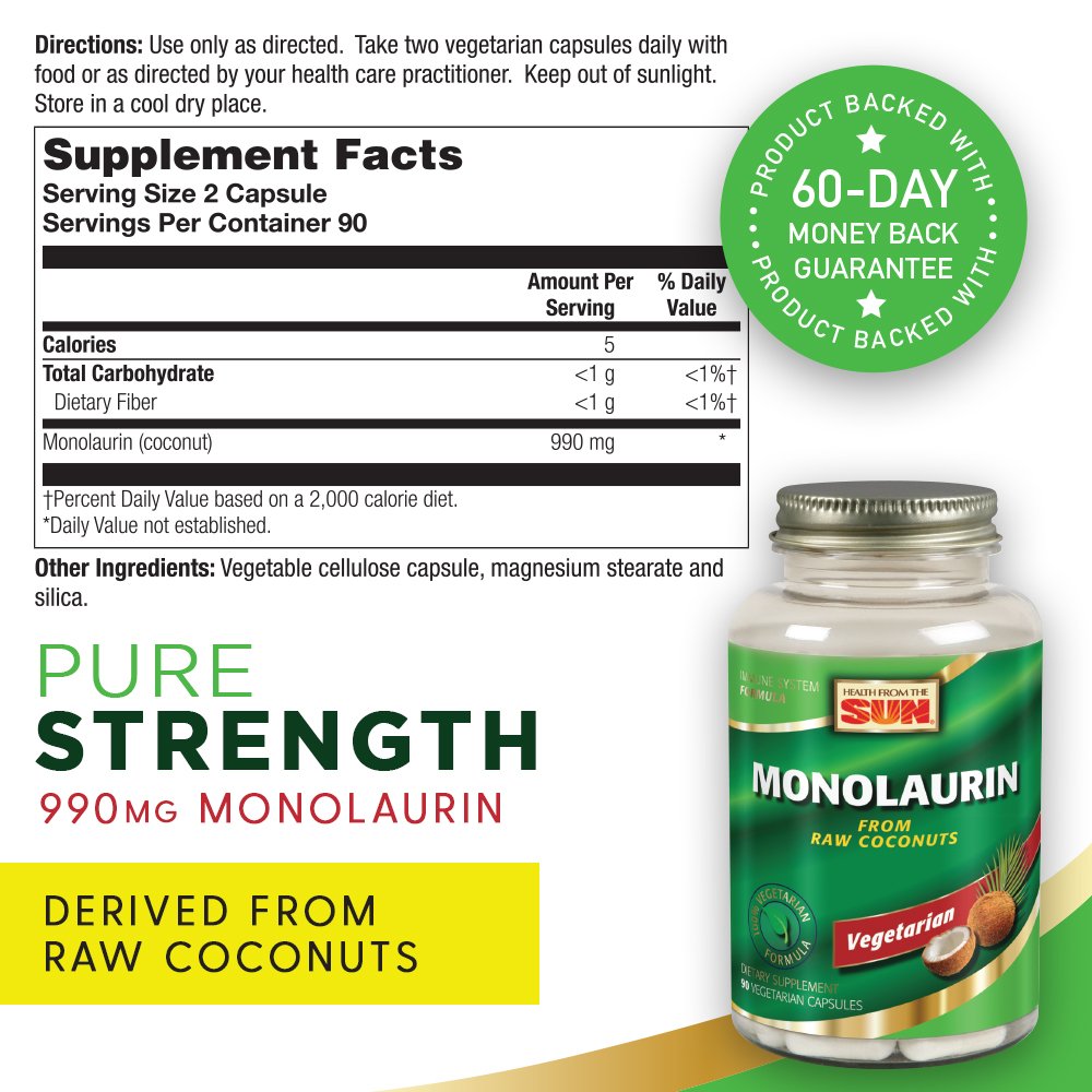 Health From The Sun Monolaurin 990 Milligrams 90 Veg Capsules