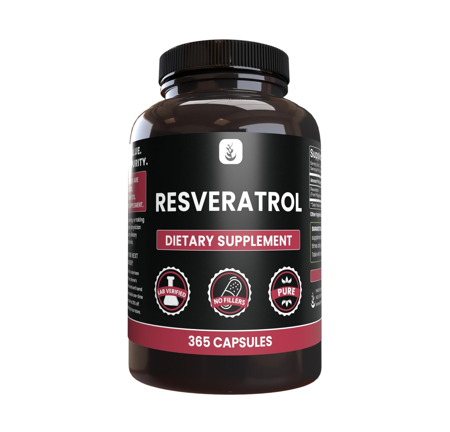 PURE ORIGINAL INGREDIENTS Resveratrol Capsule, 365 Count