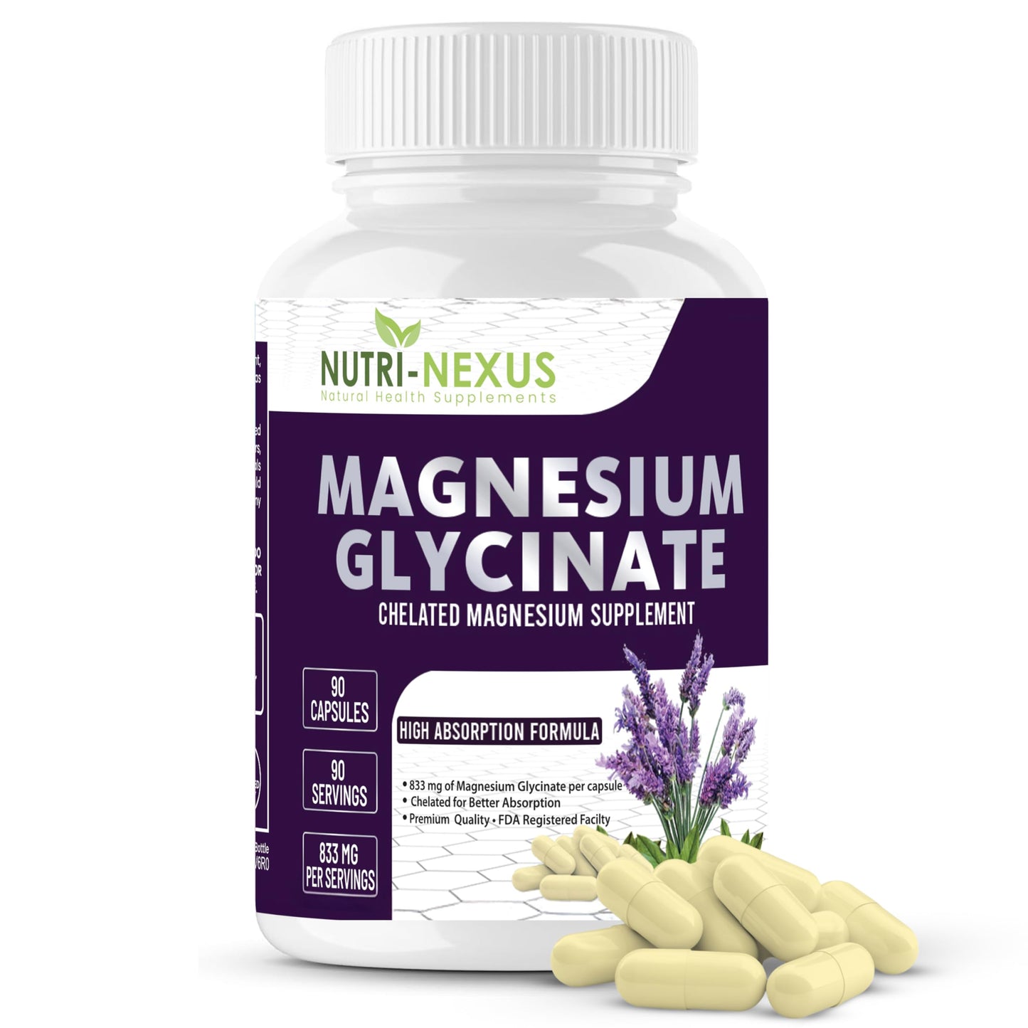 NUTRI-NEXUS Magnesium Glycinate 833mg Capsule, 90 Count