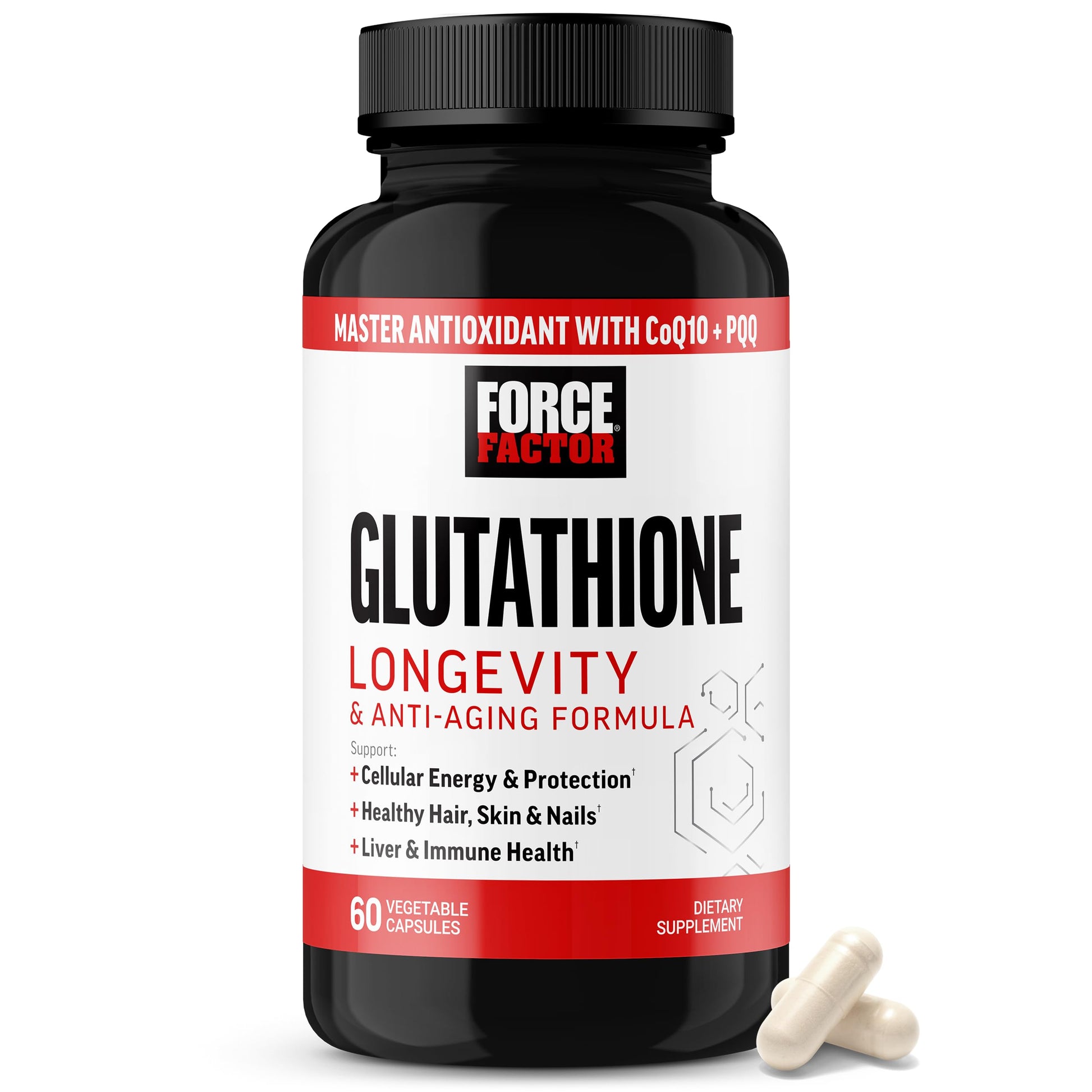 Force Factor Glutathione Longevity & Anti-Aging Supplement Capsules, 60 Capsules