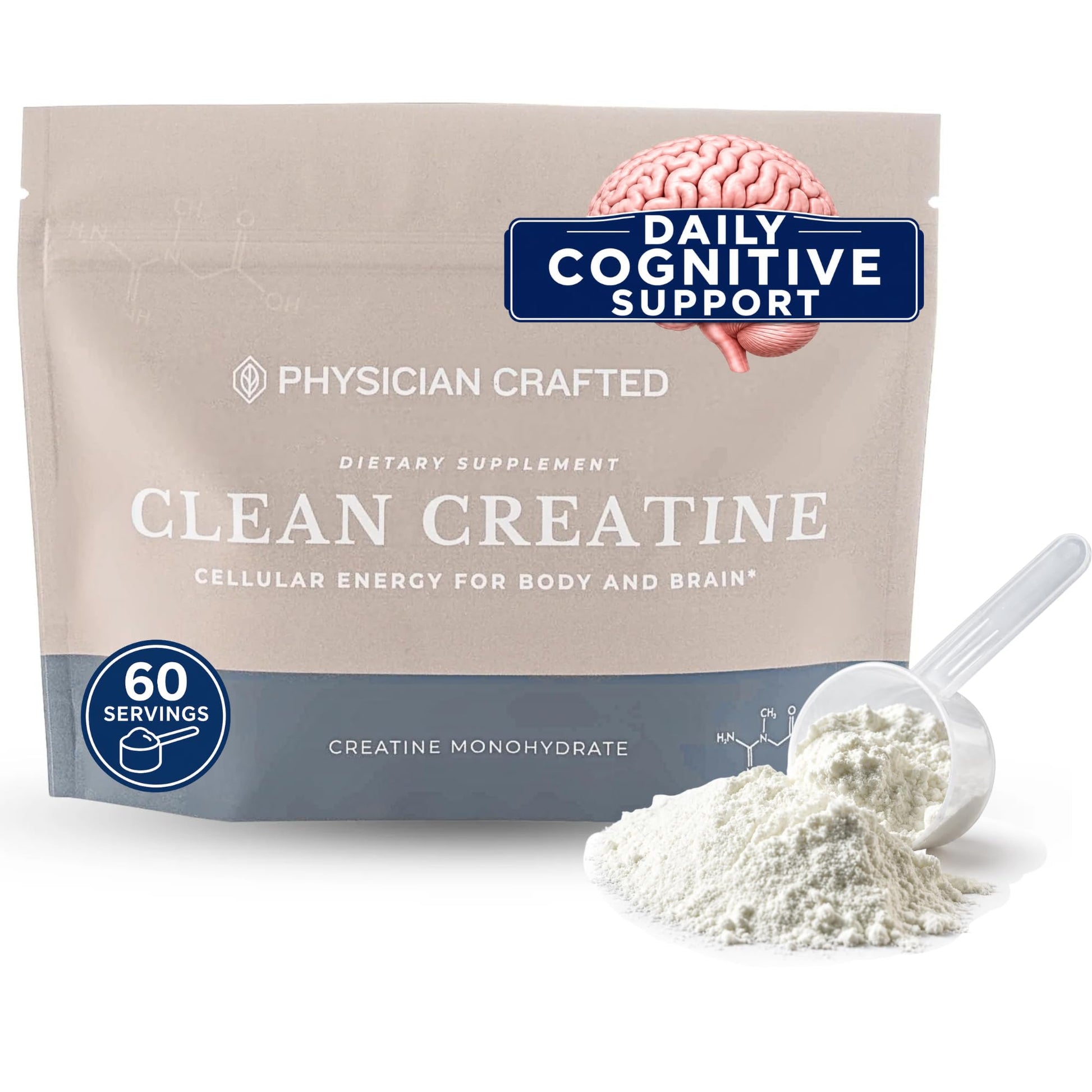 PHYSICIAN CRAFTED Micronized Creatine Monohydrate for Brain Health Cognitive Support Powder, 10.58 Ounce