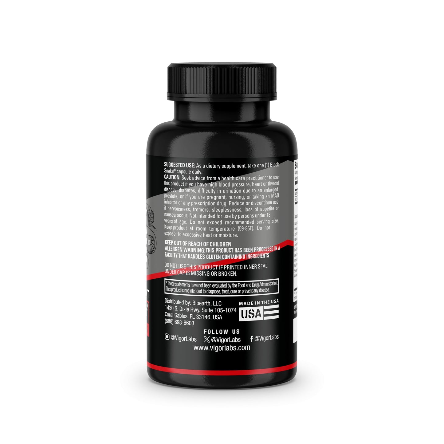 Vigor Labs Black Snake Male Enhancement Capsules, 30 Capsules