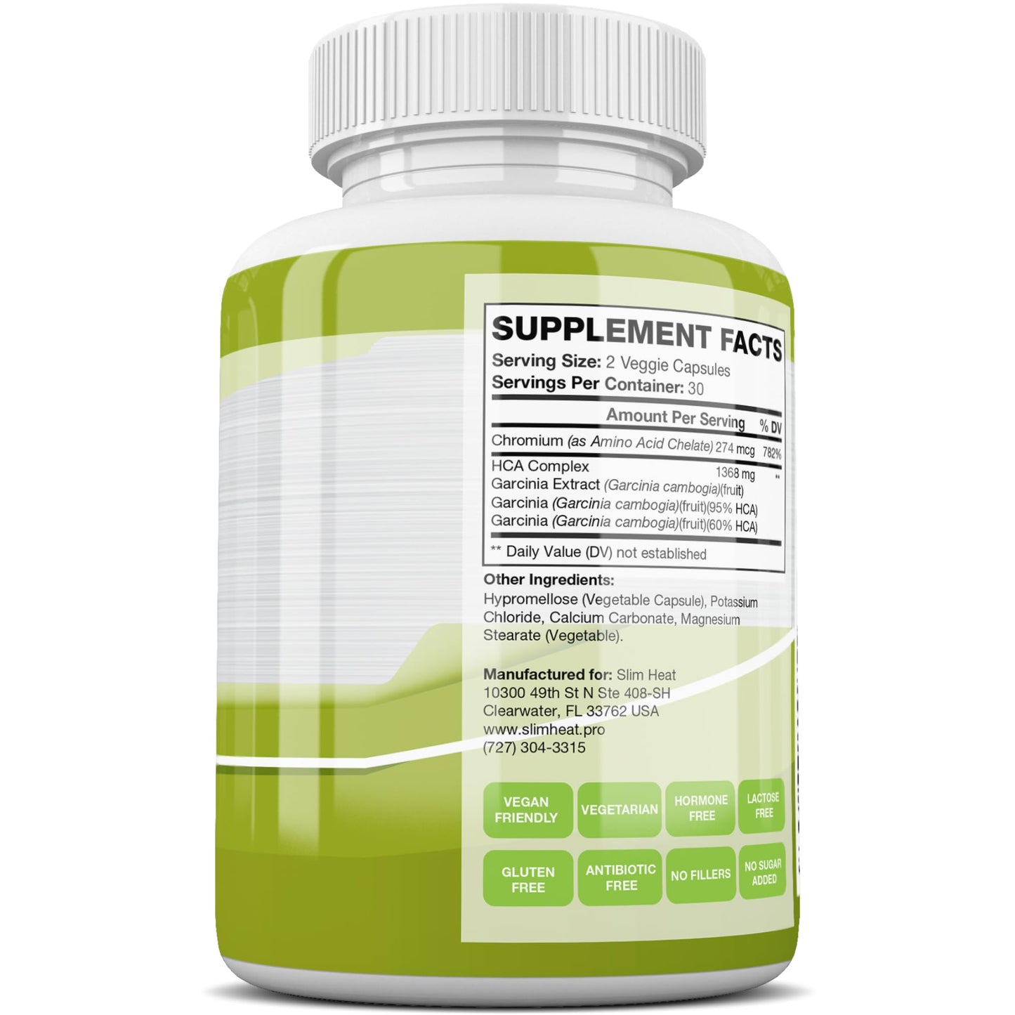 Slim Heat Garcinia Cambogia Extract with 95% HCA, 60 Capsules