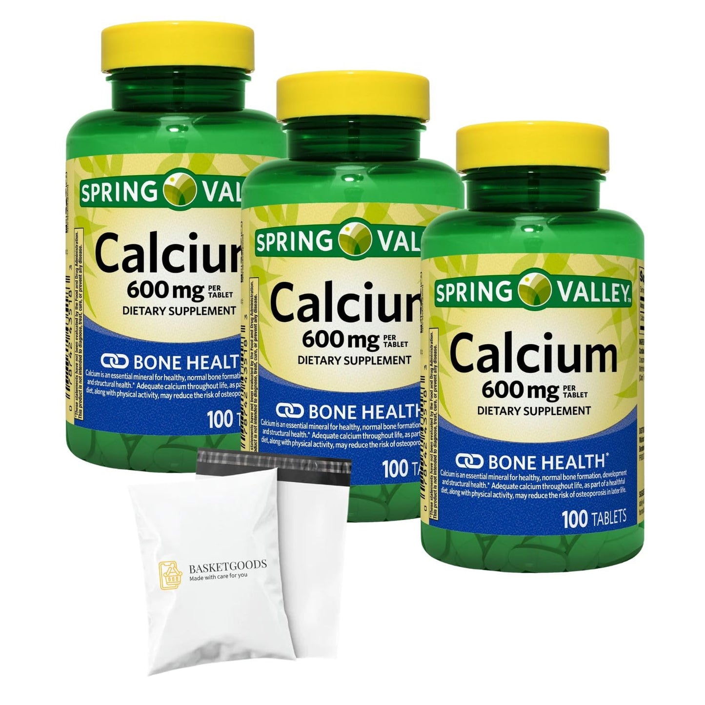 BASKETGOODS Calcium 600mg Natural Bone Health Tablets - 300 Tablets