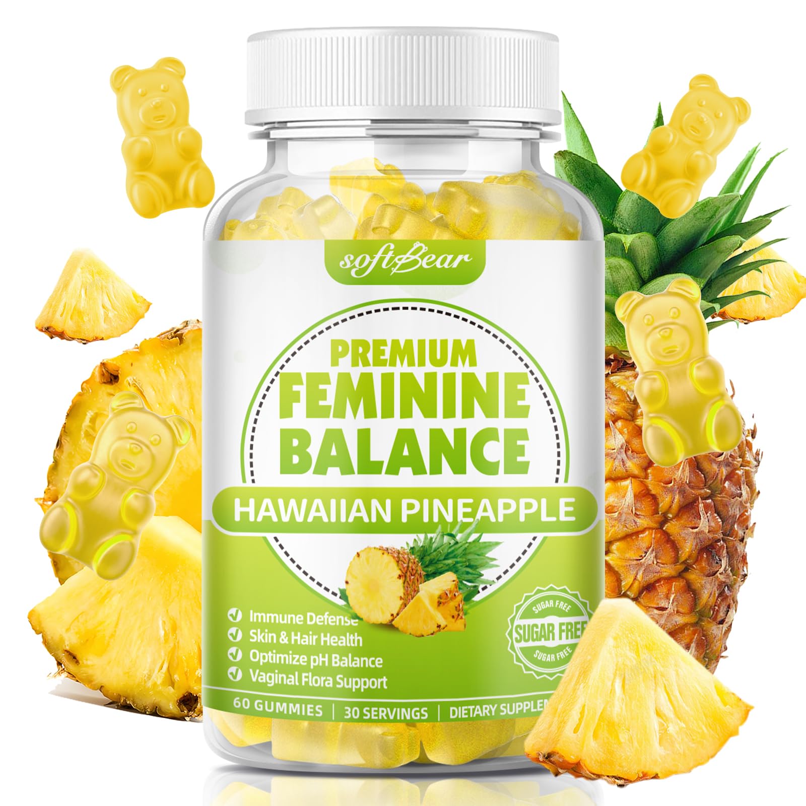 softbear Premium Feminine Balance Gummies, 60 Count