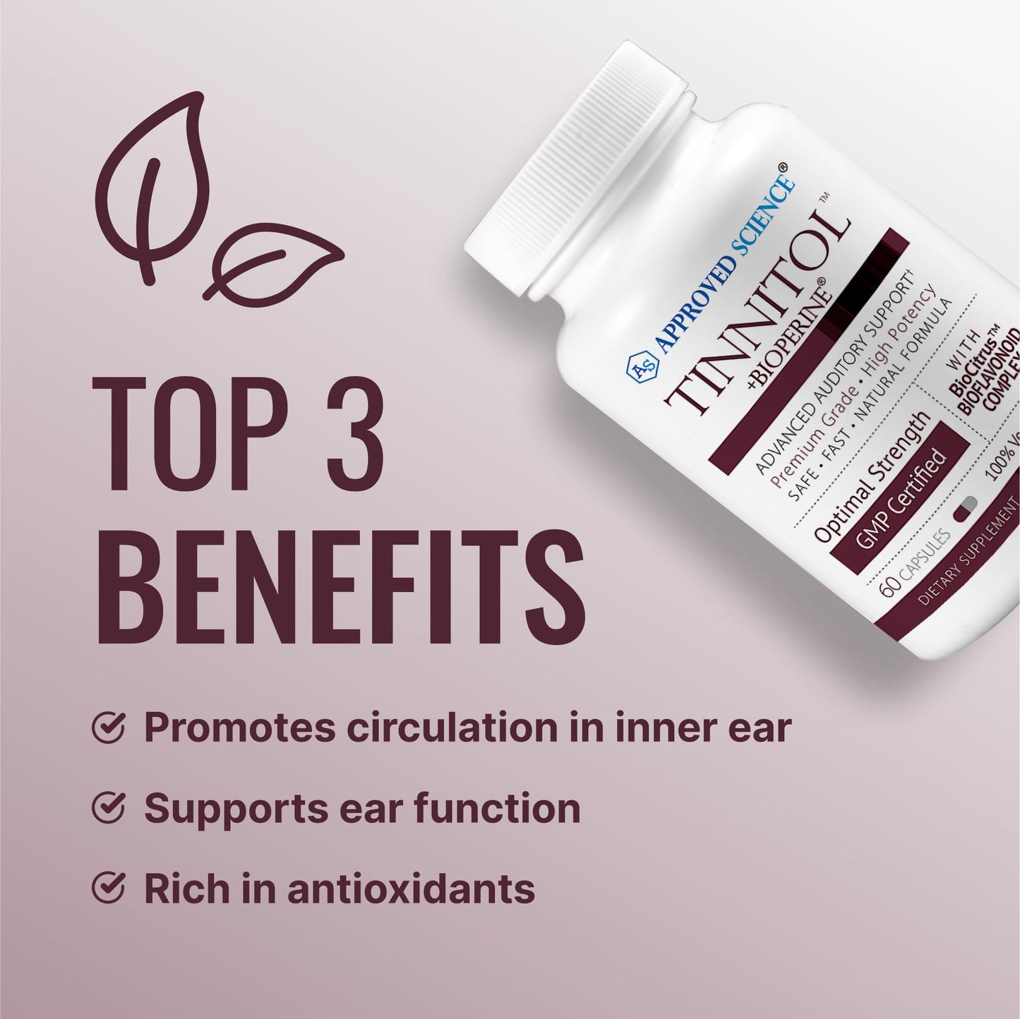 Approved Science Tinnitol Tinnitus Support Supplement - Ease Ringing in the Ears - Boost Inner Ear Health Capsule 60 Count
