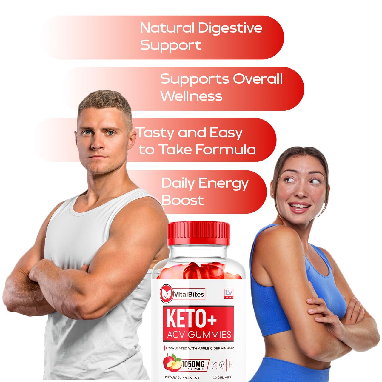 LIVORKA VitalBites Keto ACV Gummies, 180 Gummies