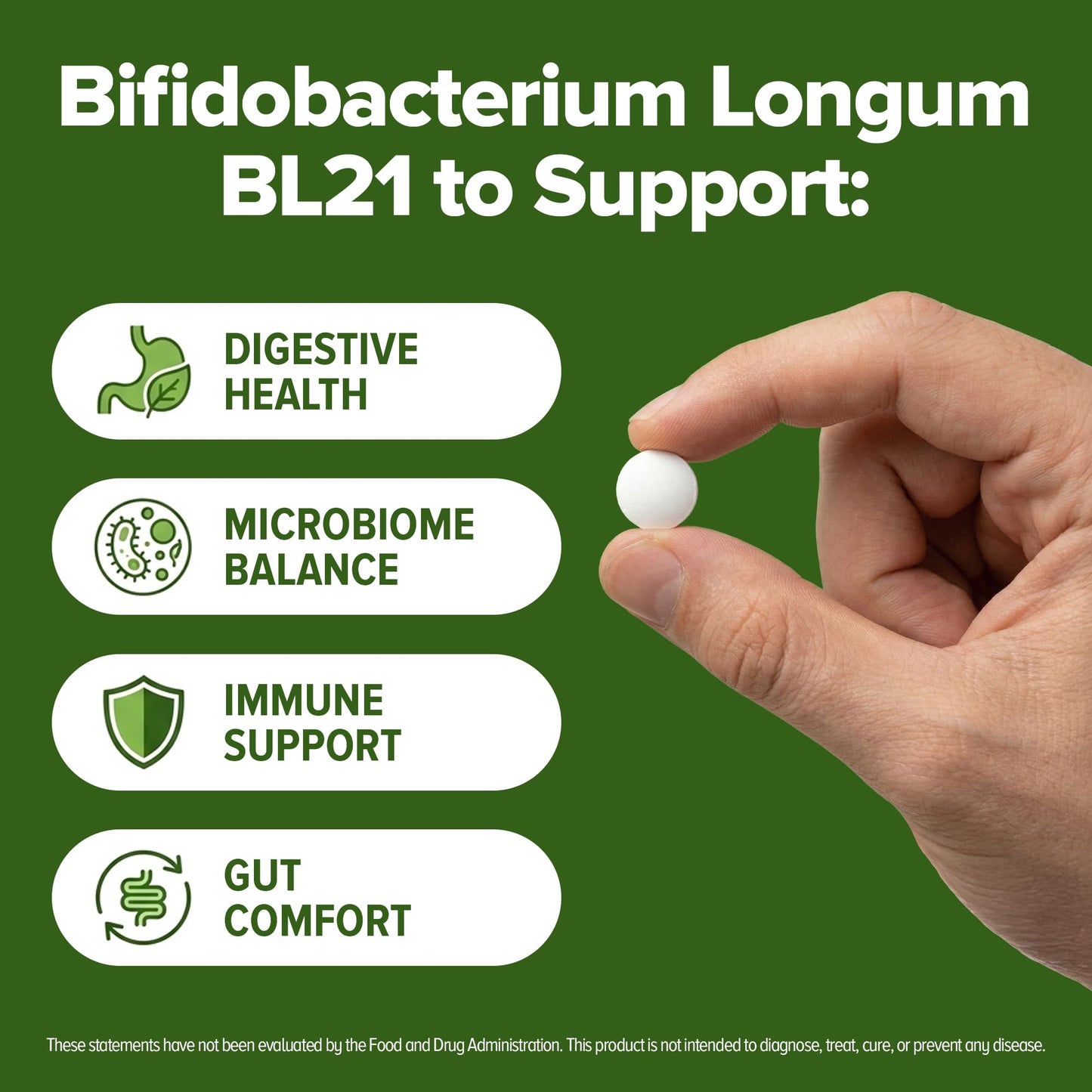 Natural Foundation Supplements Bifidobacterium Longum Probiotic Tablets 240