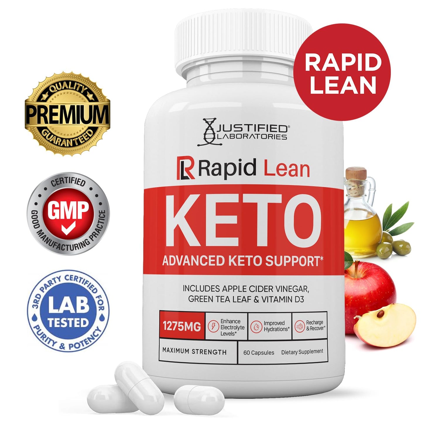 Justified Laboratories Rapid Lean Keto ACV Extreme 1675MG Keto Support Blend Capsules 60