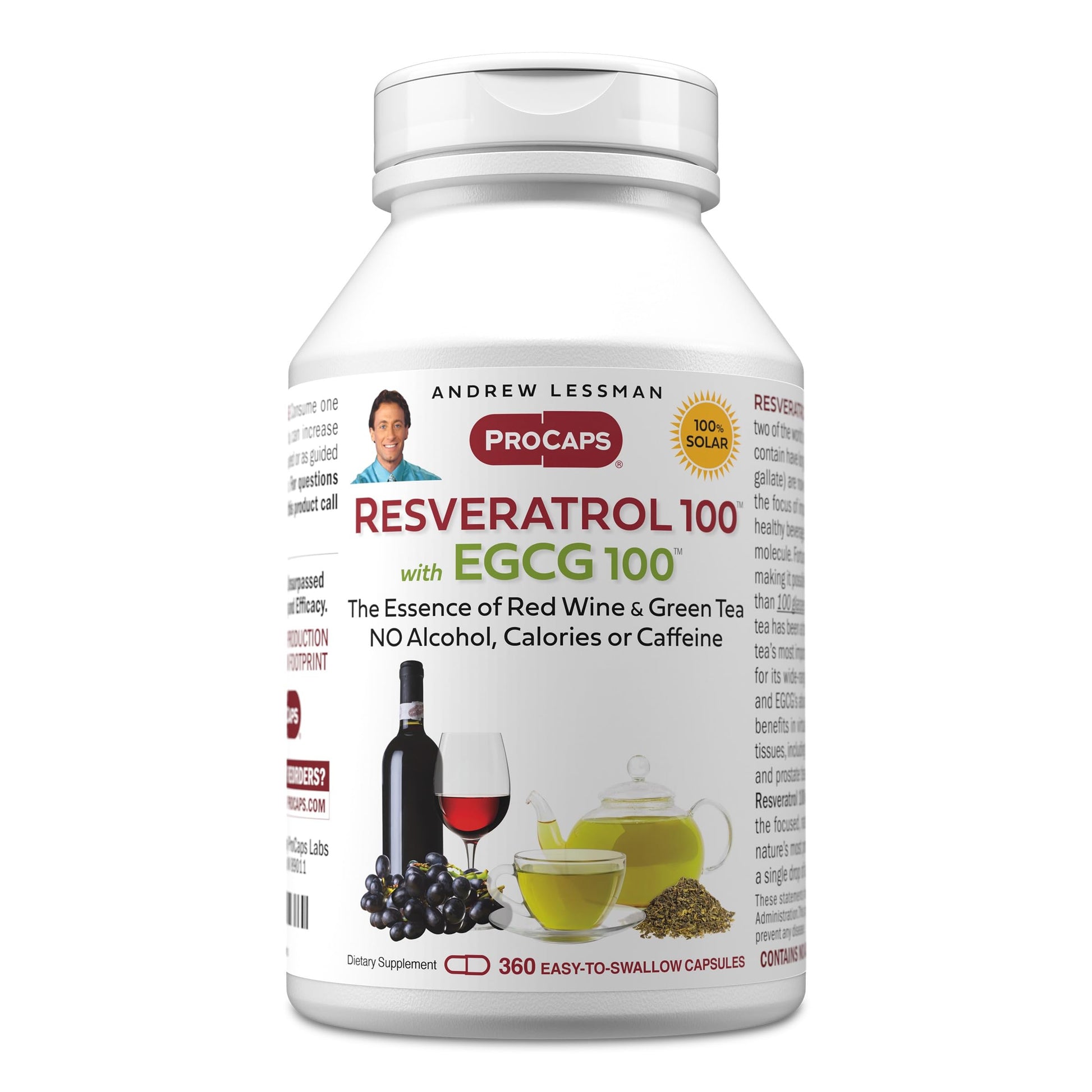 ANDREW LESSMAN Resveratrol-100 EGCG 100mg Capsules, 360 Capsules
