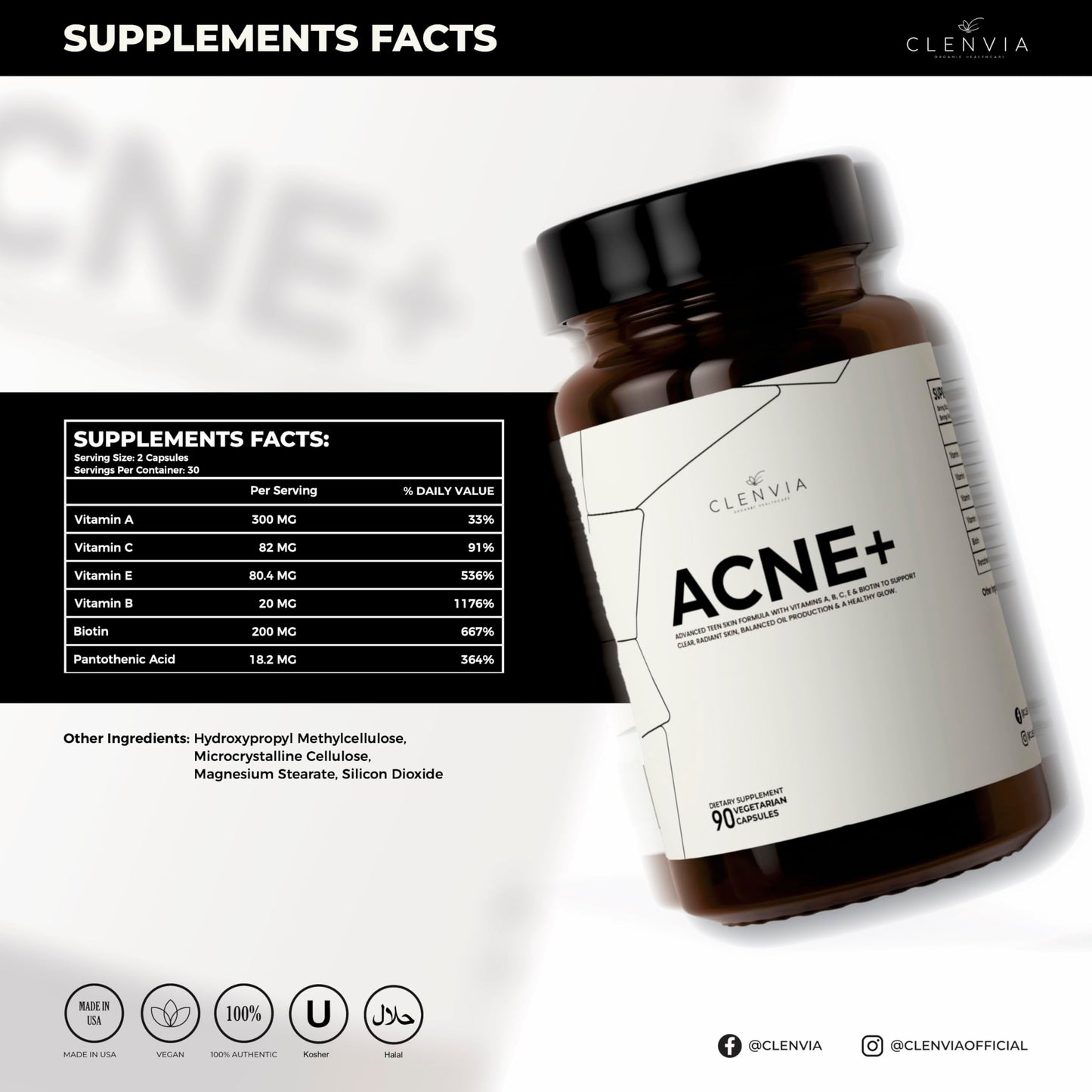 CLENVIA Acne+ Teen Skin Supplement Capsule 1 Count