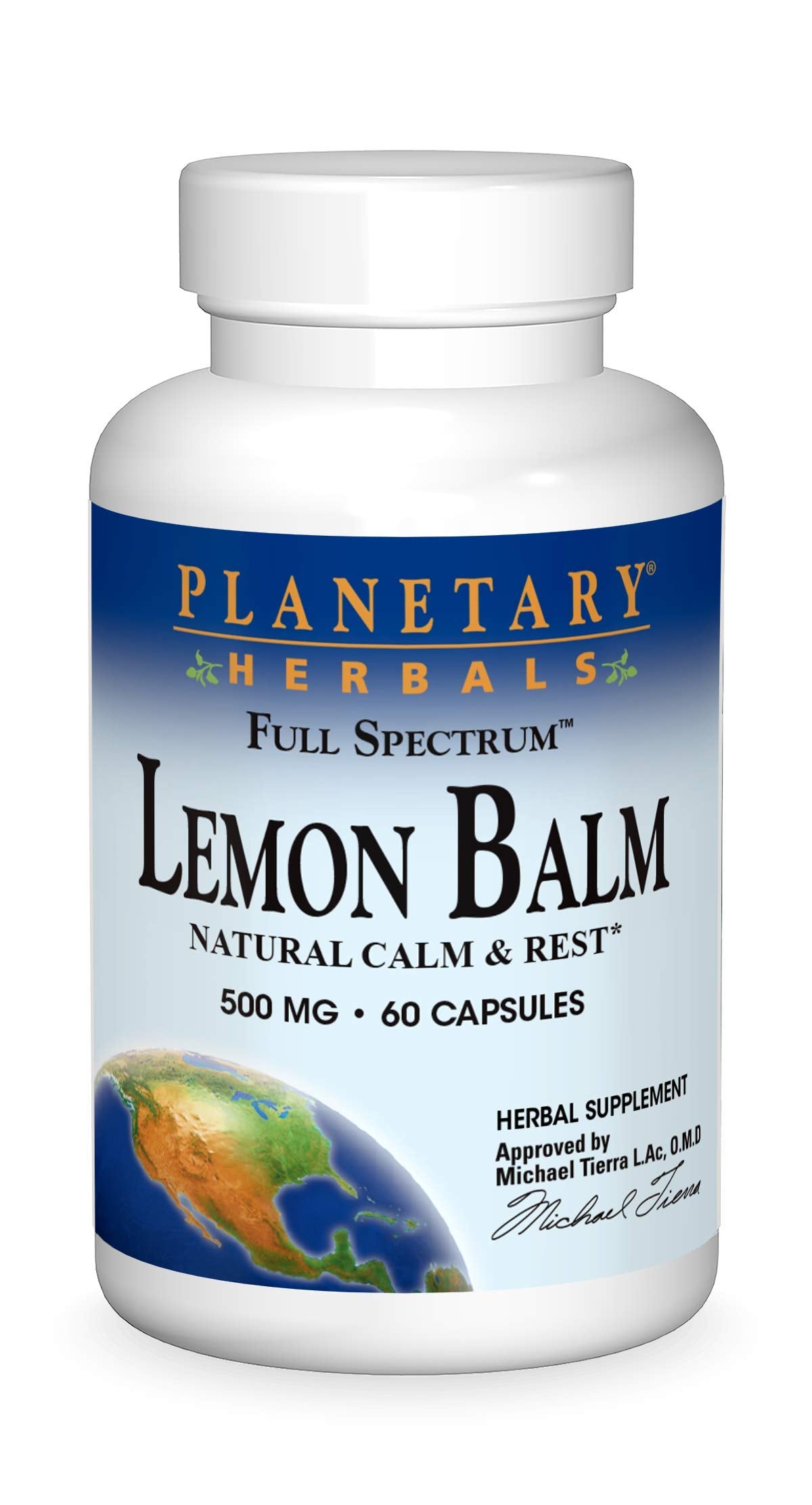 Planetary Herbals Lemon Balm Full Spectrum 500 Mg Capsules, 60 Count