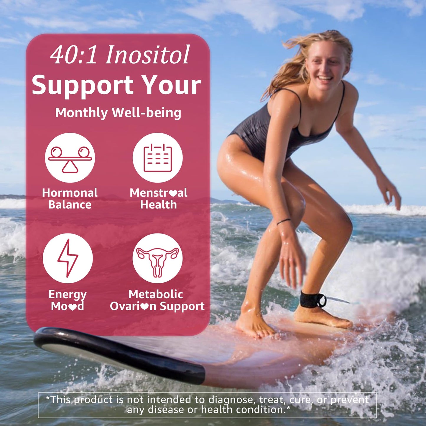 Nextdia Inositol Gummies with Evening Primrose Oil, 40:1 Ratio Myo-Inositol 2000mg & D-Chiro Inositol 50mg, Vitamin D3 B6 B12 & Zinc, Sugar-Free, Vegan, 60 Gummies