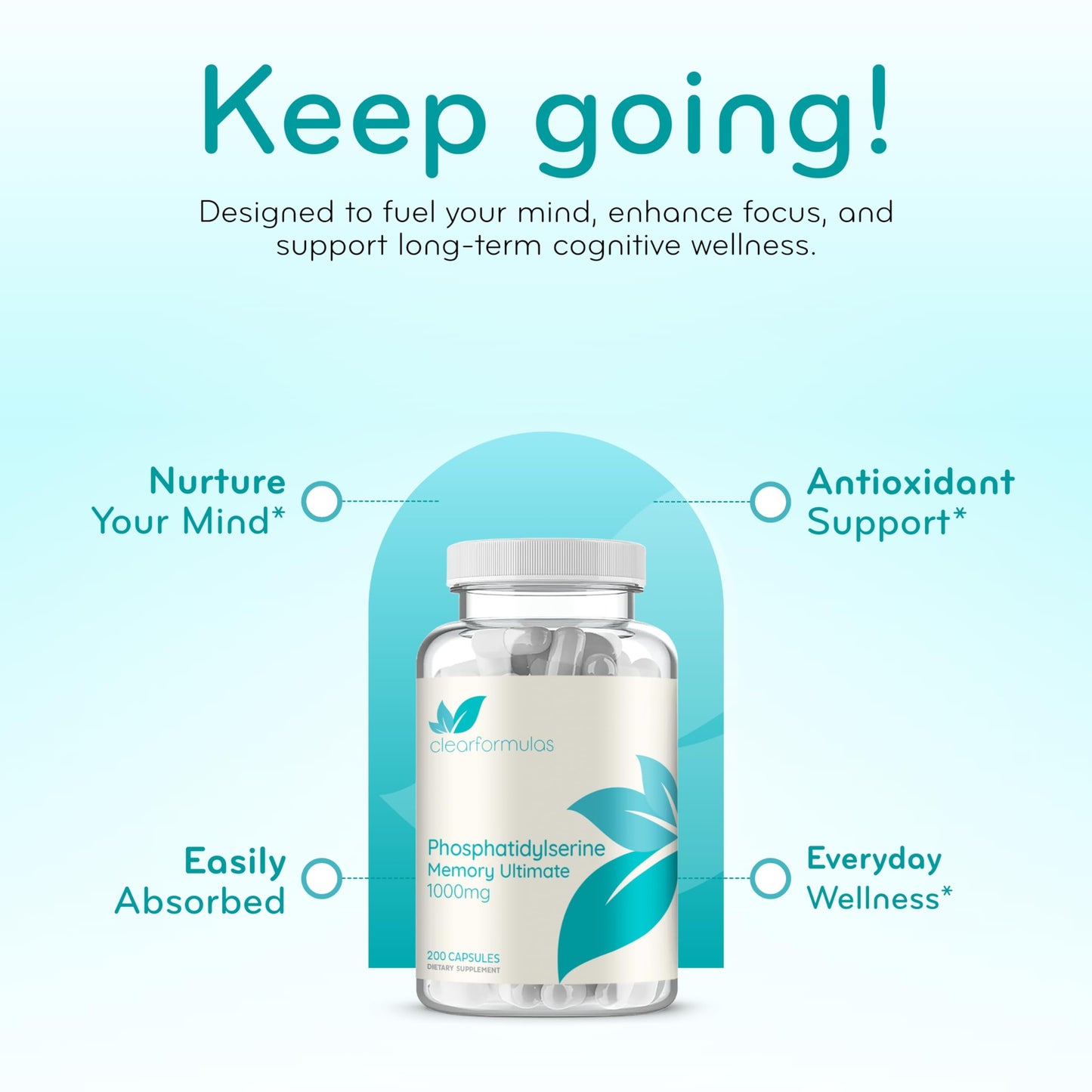 Clear Formulas Phosphatidylserine Nootropics Brain Support Supplement Capsules 200