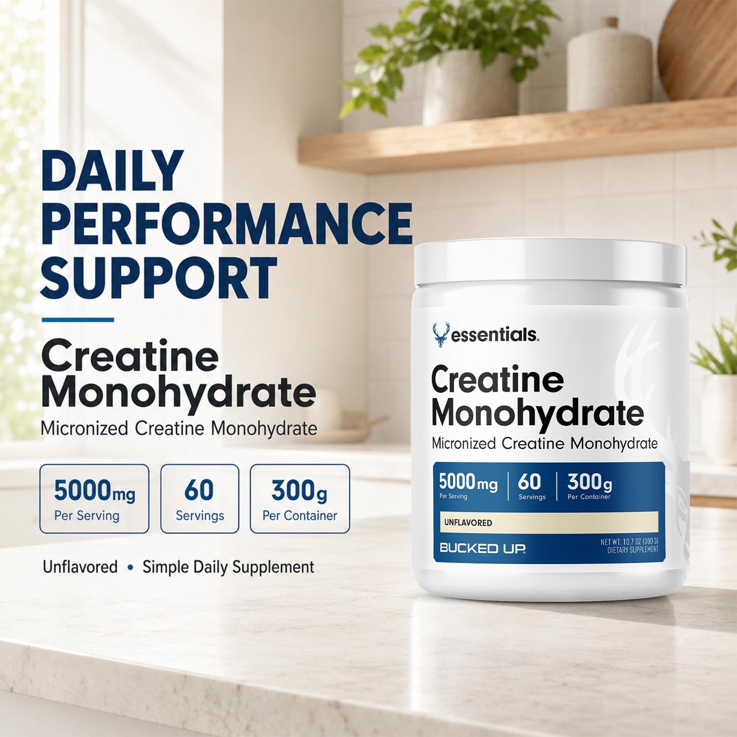 Bucked Up Pure Micronized Creatine Monohydrate Powder 300 Grams
