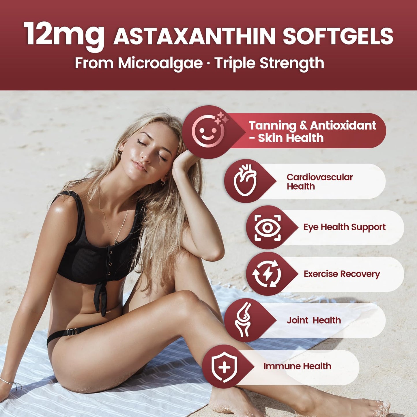 VivoNu Astaxanthin 12mg Softgel, 240 Softgels