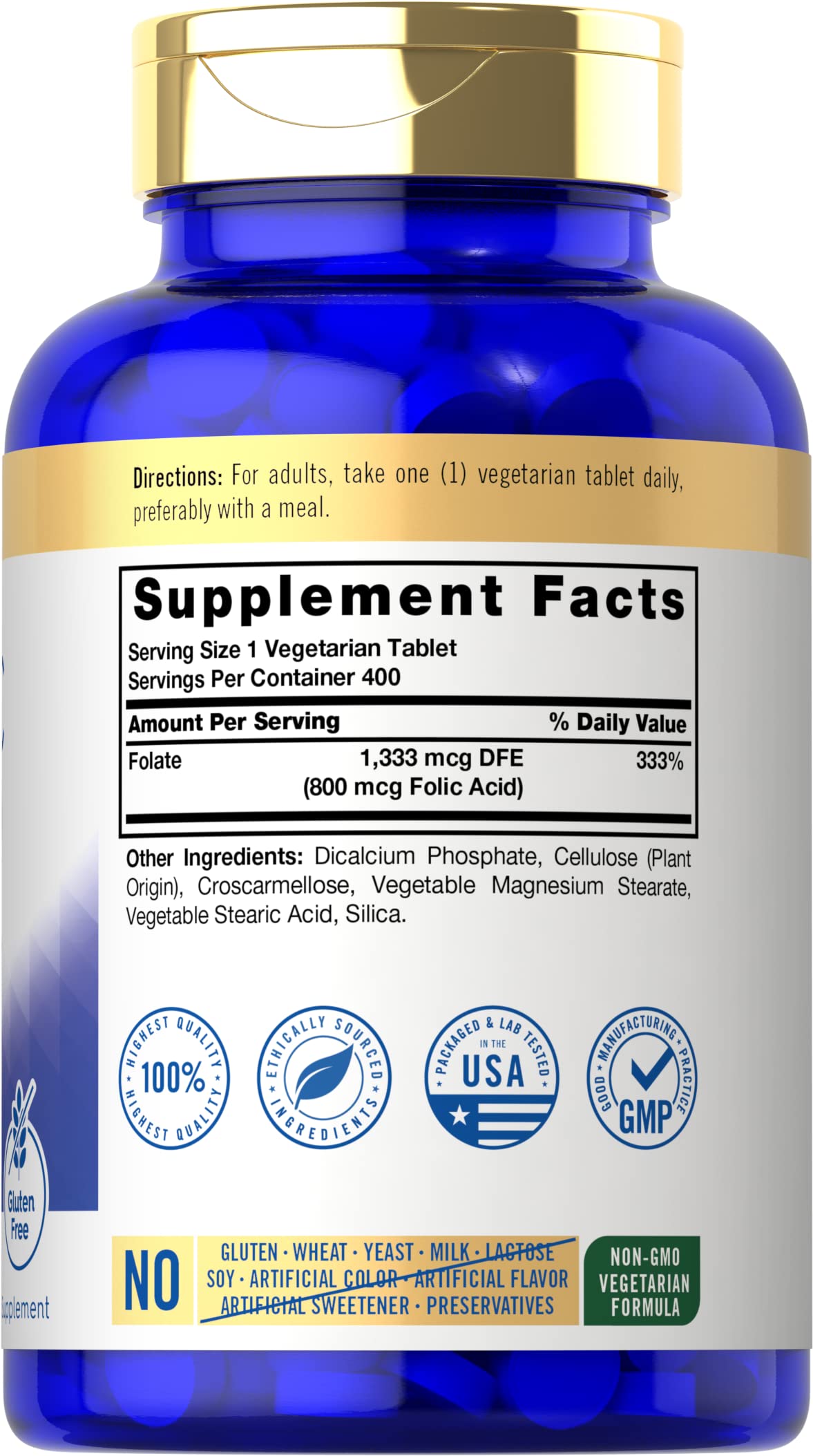 Carlyle Folic Acid 800 Mcg Tablets, 400 Count