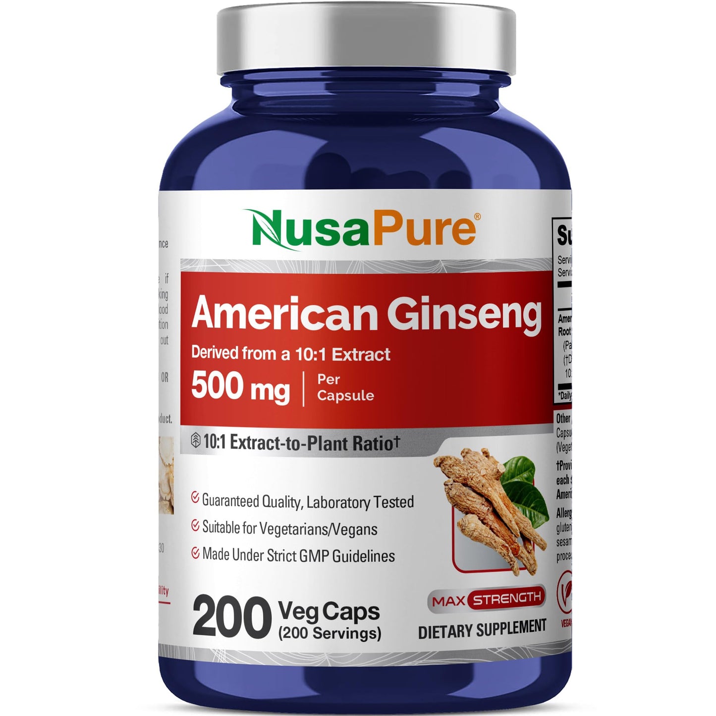 NusaPure American Ginseng Capsules, 200 Count