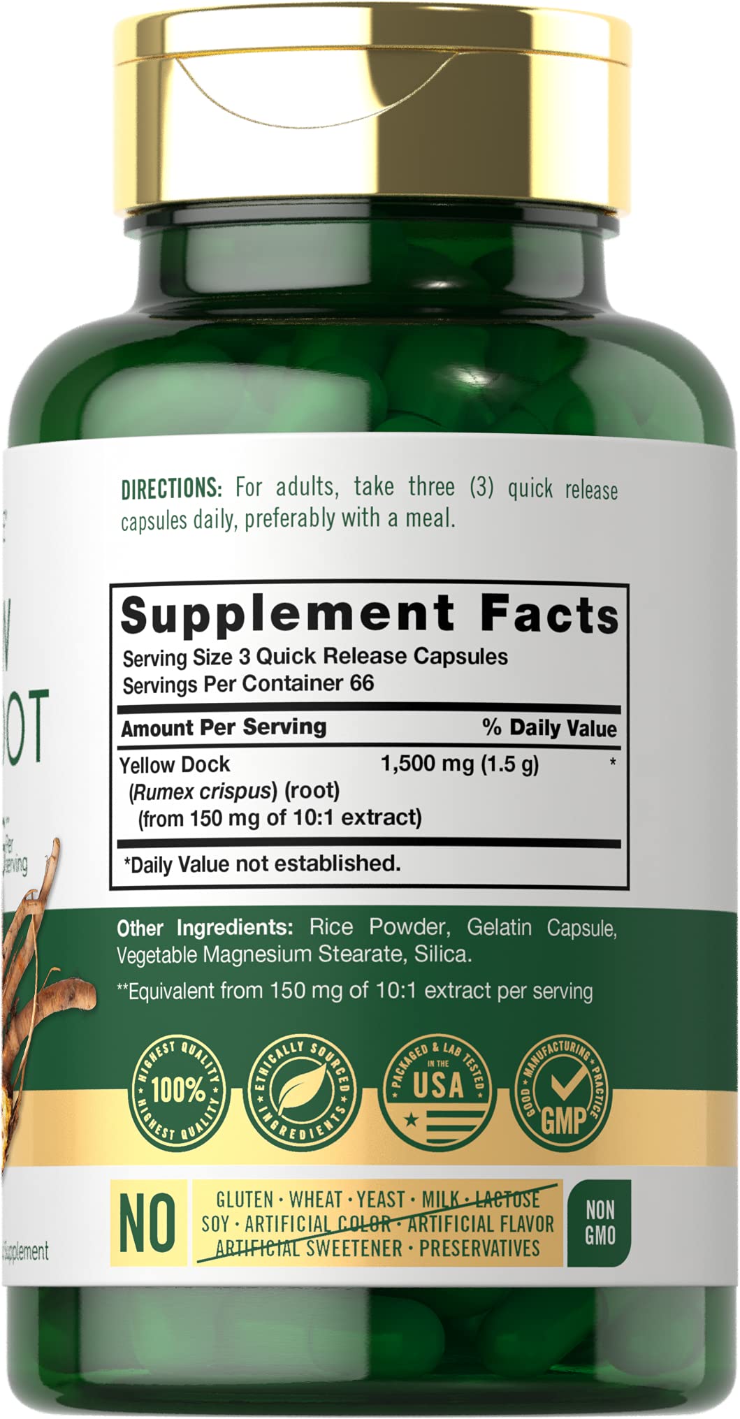 Carlyle Yellow Dock Root Capsules 200 Count