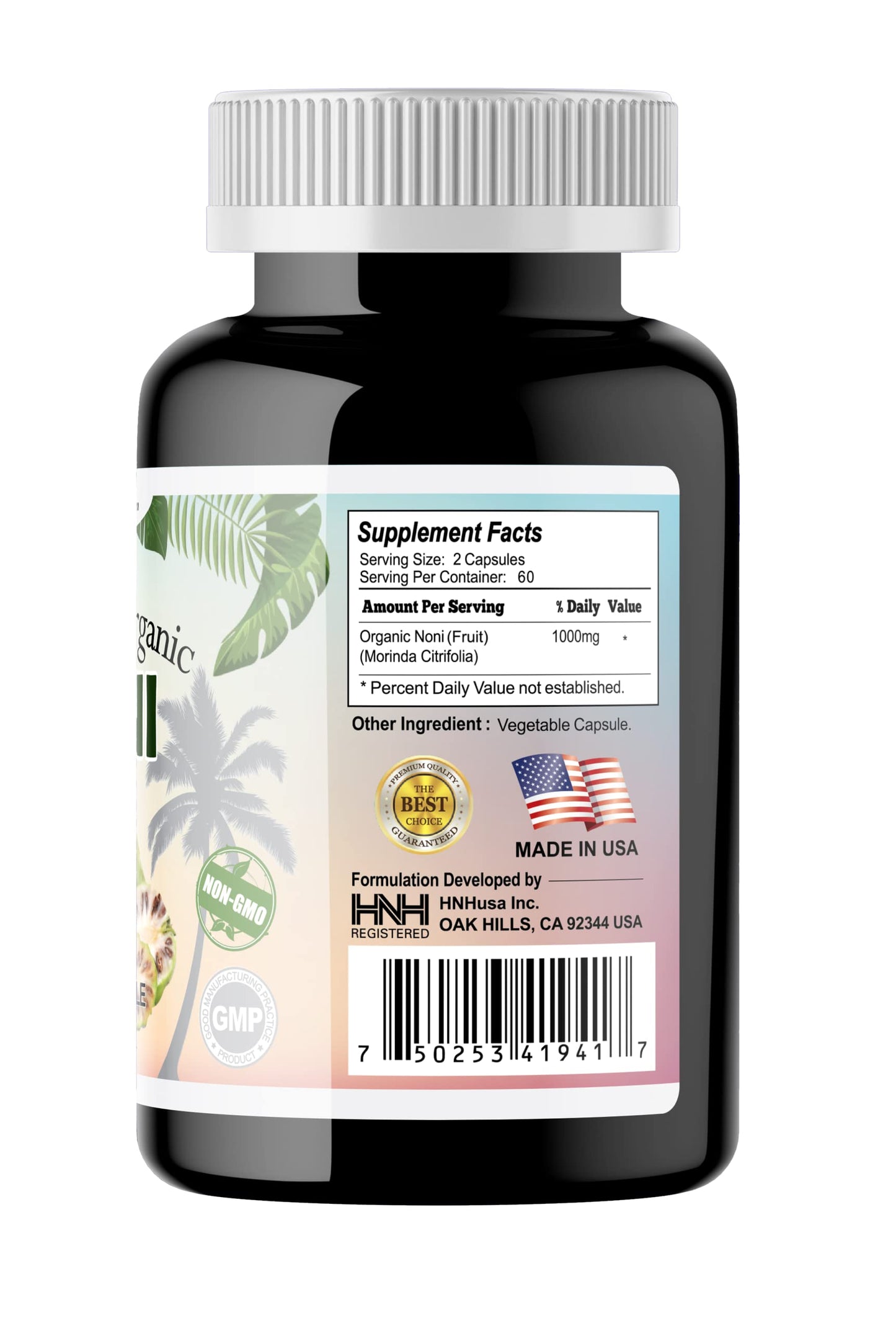 Dr.K&C HNHusa Premium Organic Noni 1000 mg Capsules, 120 Count