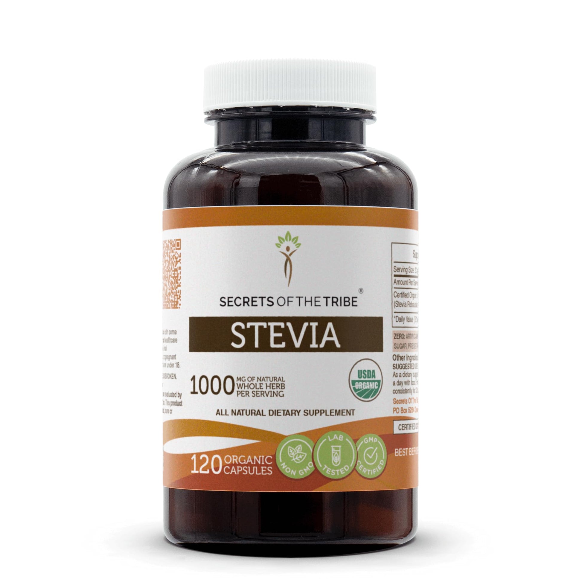 Secrets of the Tribe Stevia USDA Organic Capsules, 120 Count