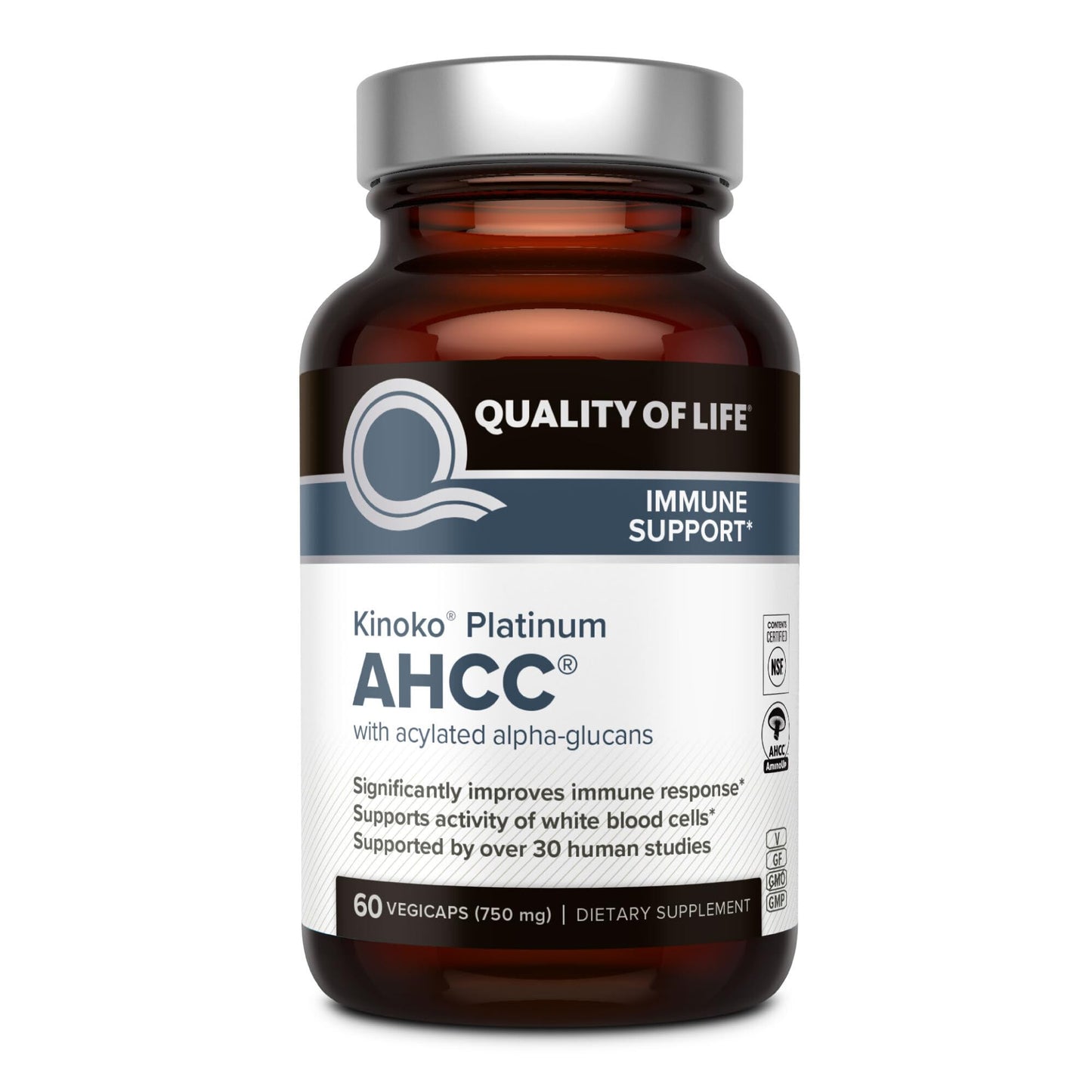 Quality of Life Kinoko Platinum AHCC Herbal Supplement Capsule, 60 Count
