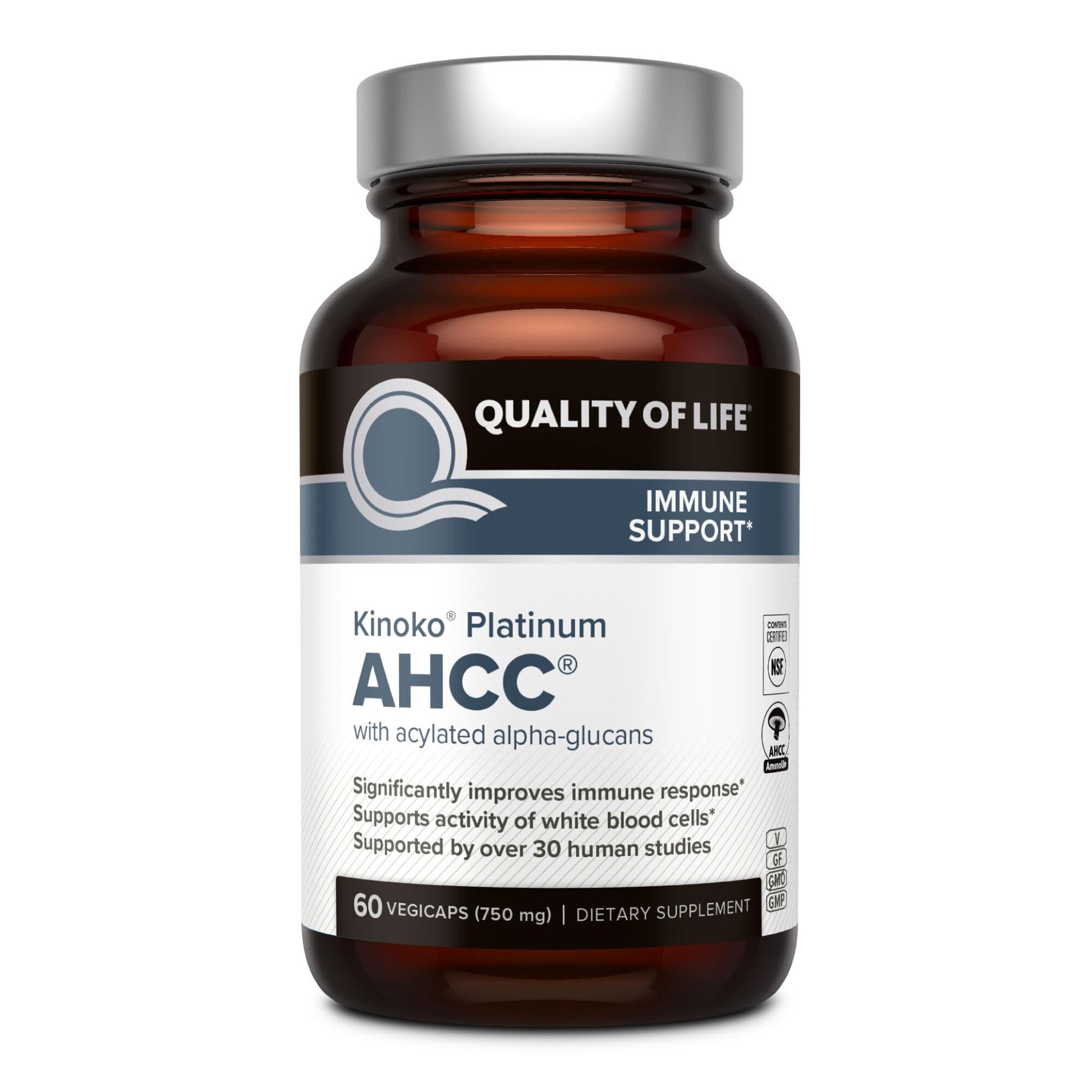 Quality of Life Kinoko Platinum AHCC Herbal Supplement Capsule, 60 Capsules