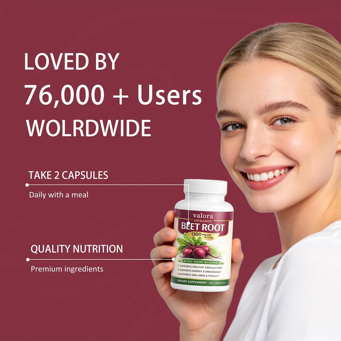 Valora Beravia Beet Root Capsules, 60 Capsules