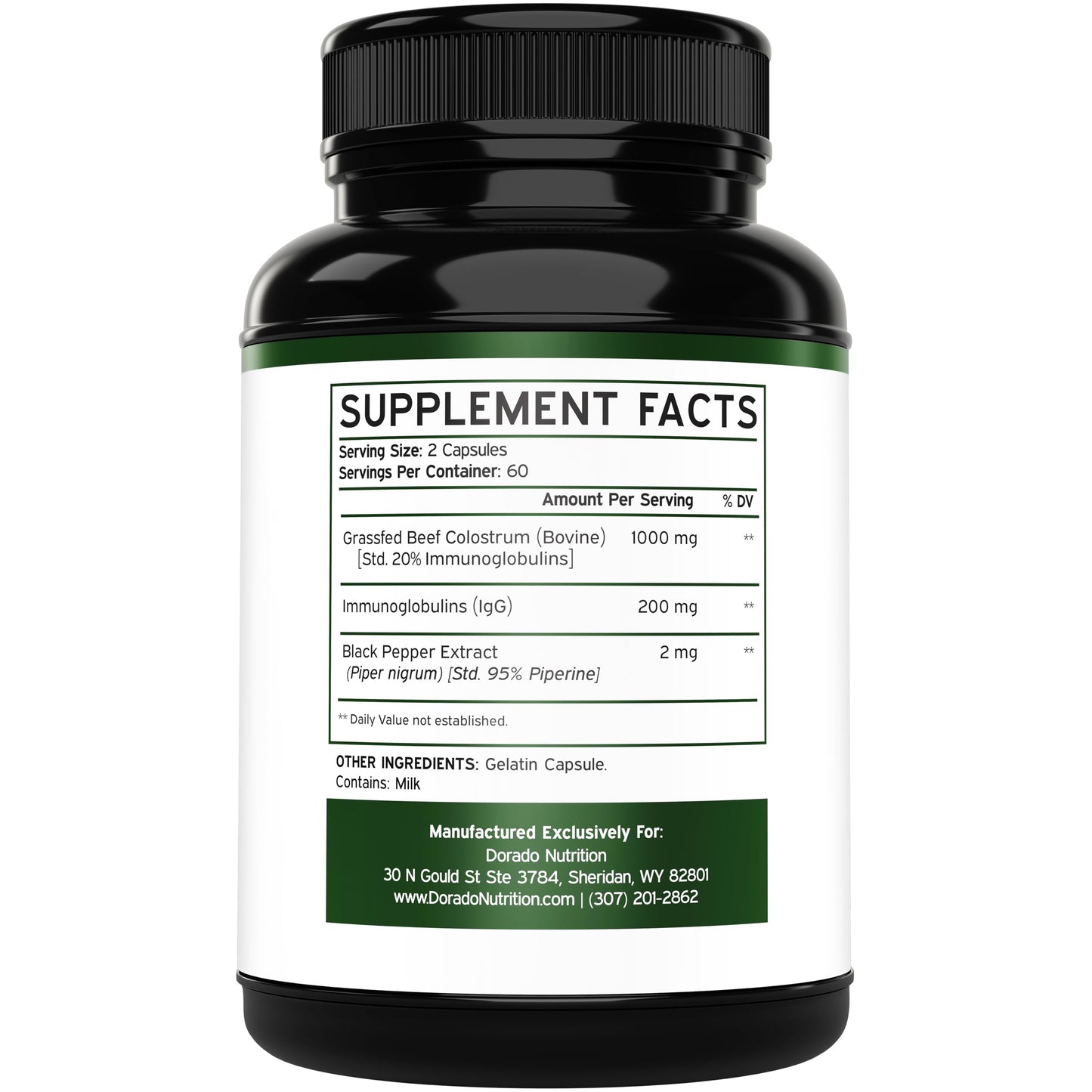 Dorado Nutrition Colostrum Supplement, 120 Capsules
