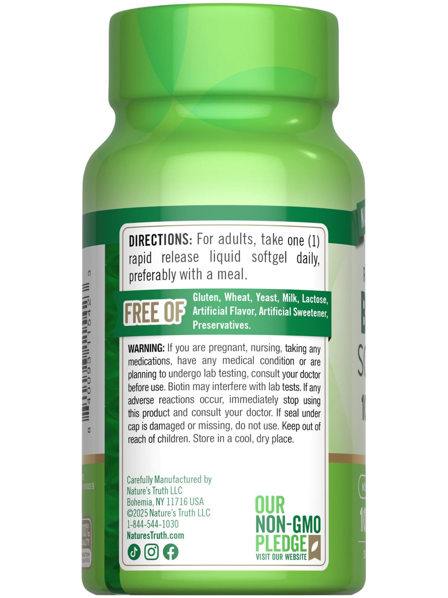 Nature's Truth Biotin 10,000mcg Softgels, 100 Count