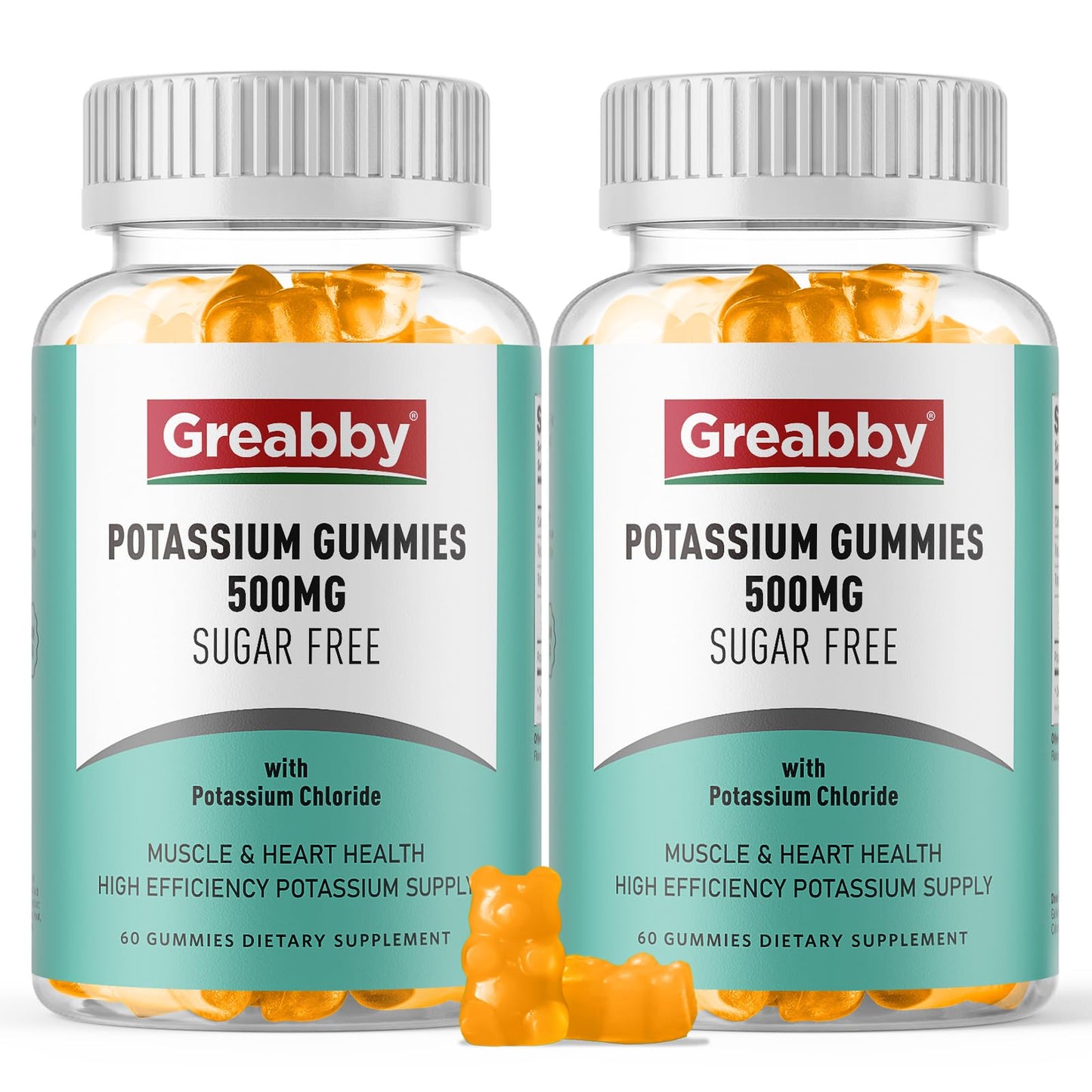 GREABBY Potassium Gummies 500mg, 120 Count