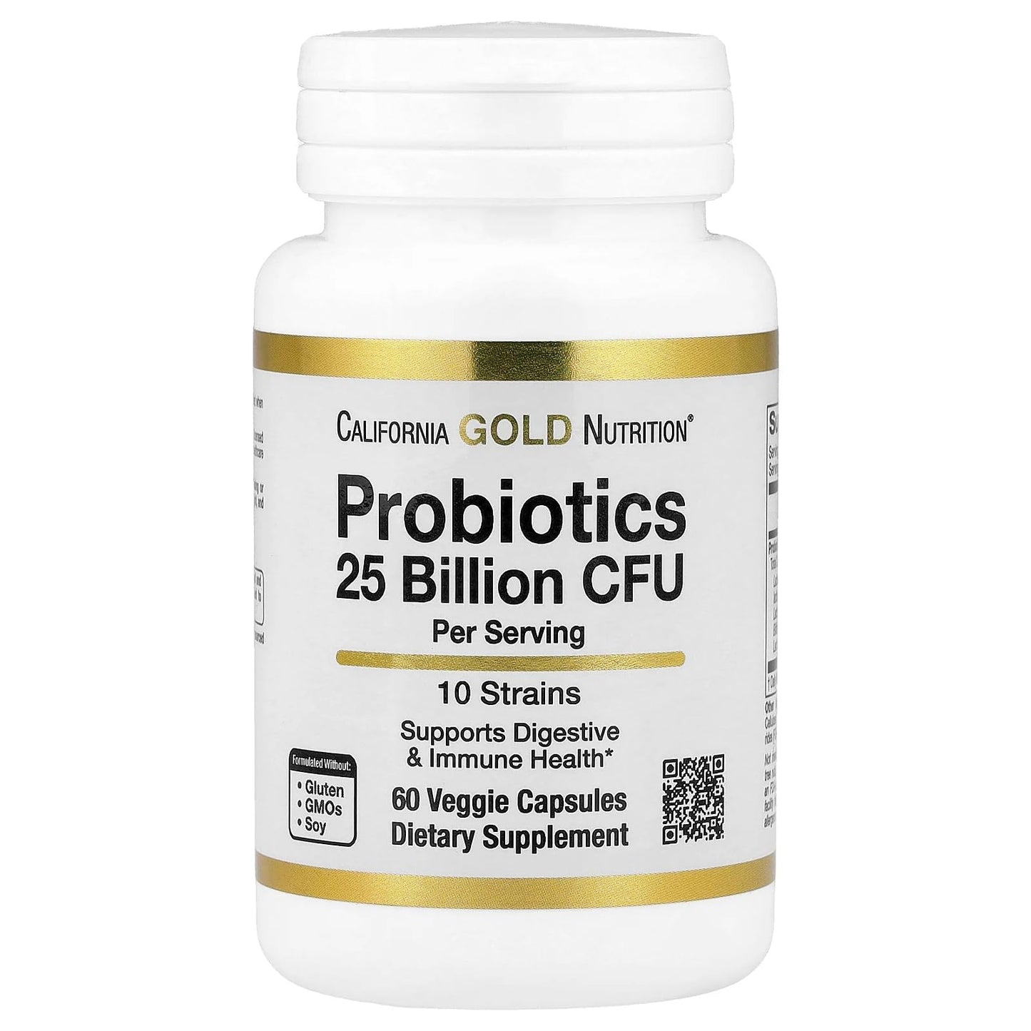 Lake Avenue Probiotics 10 Strain Blend, 25 Billion CFU, Supports Digestive & Immune Health, 60 Capsules
