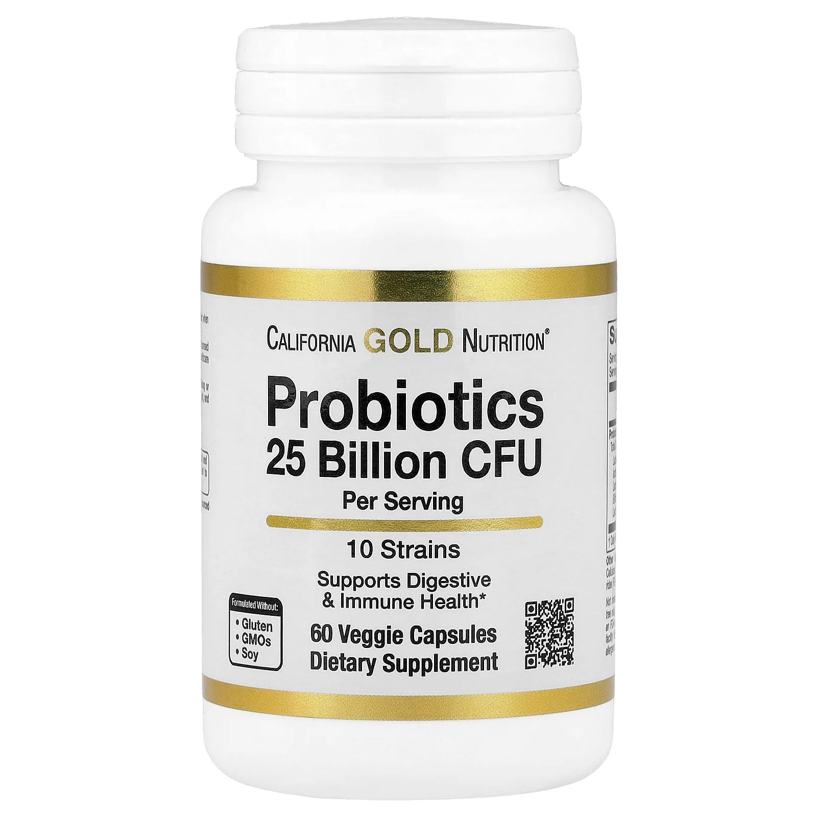 Lake Avenue Probiotics 10 Strain Blend, 25 Billion CFU, Supports Digestive & Immune Health, 60 Capsules