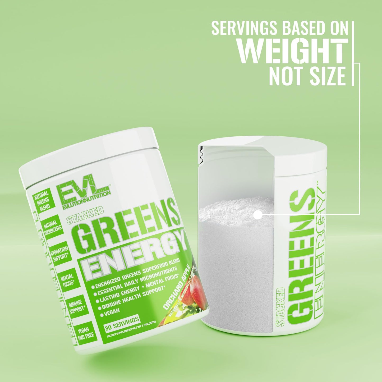Evlution Stacked Greens Energy Powder 7.3 Ounce