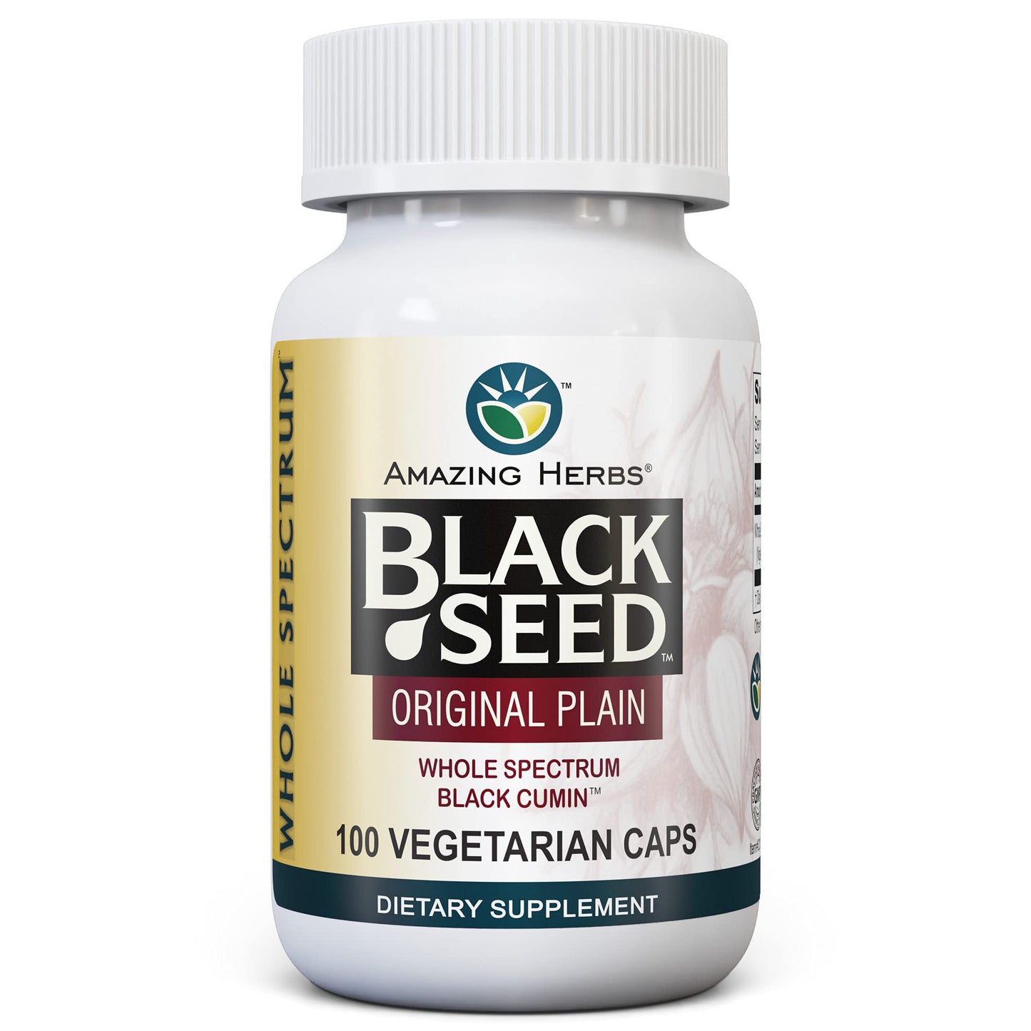 Amazing Herbs Whole Spectrum Black Seed Original Plain Capsules 1000
