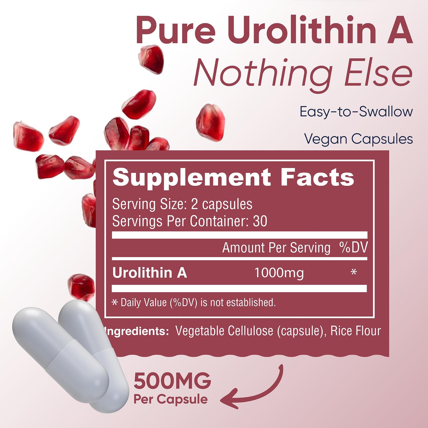 LongJuvity Labs Urolithin A Supplement 500mg Capsule, 60 Capsules