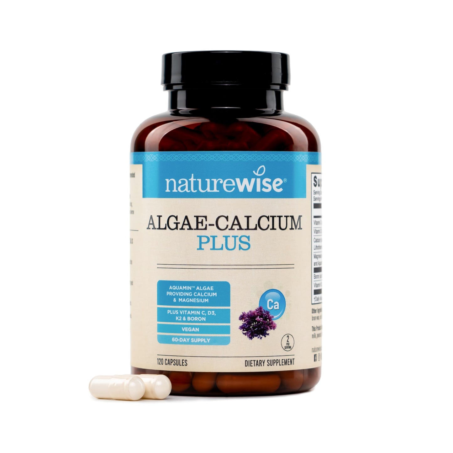 NatureWise Algae Calcium Plus Capsules 120 Count