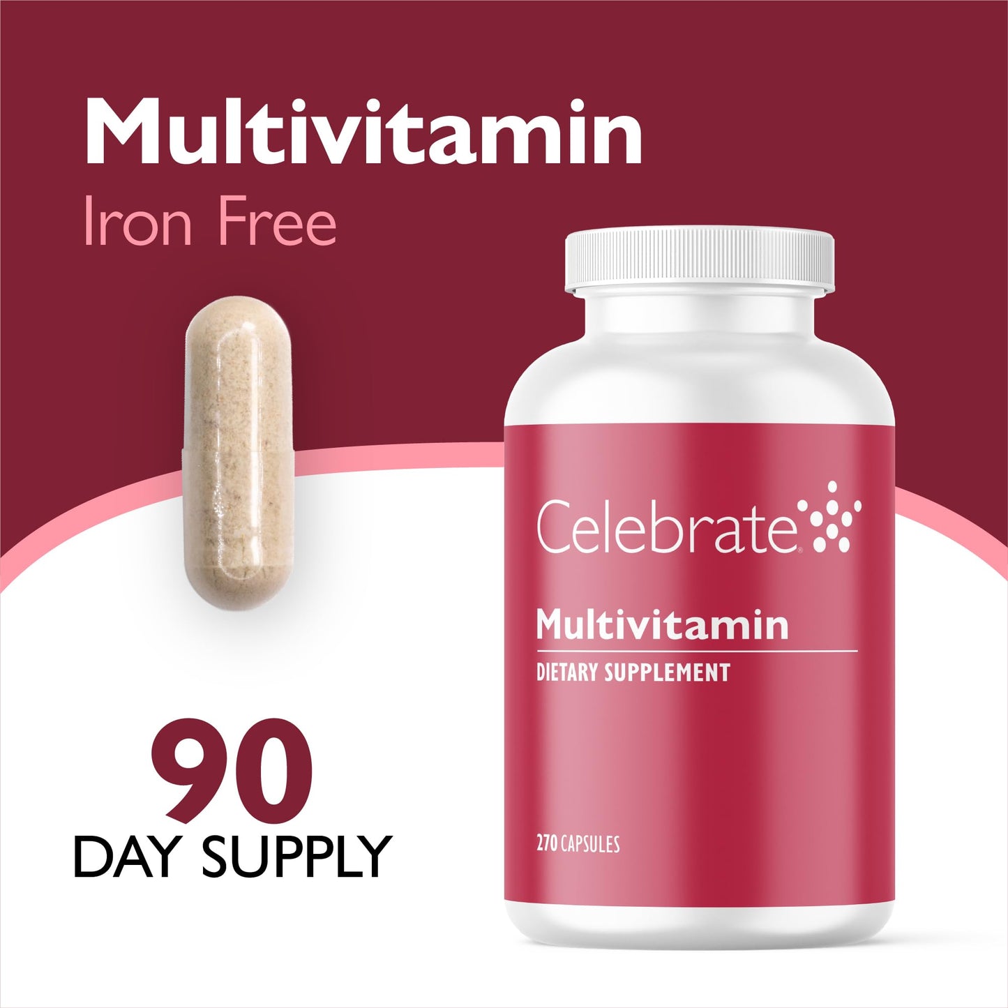Celebrate Bariatric Supplements Bariatric Multivitamin Iron Free Capsules, 270 Count