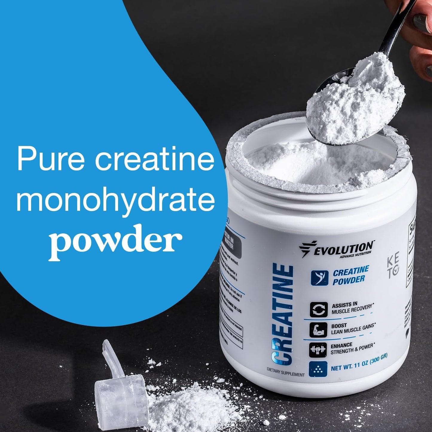 Evolution Advance Sport Nutrition Creatine Monohydrate Powder 5000mg, 10.58 Ounces