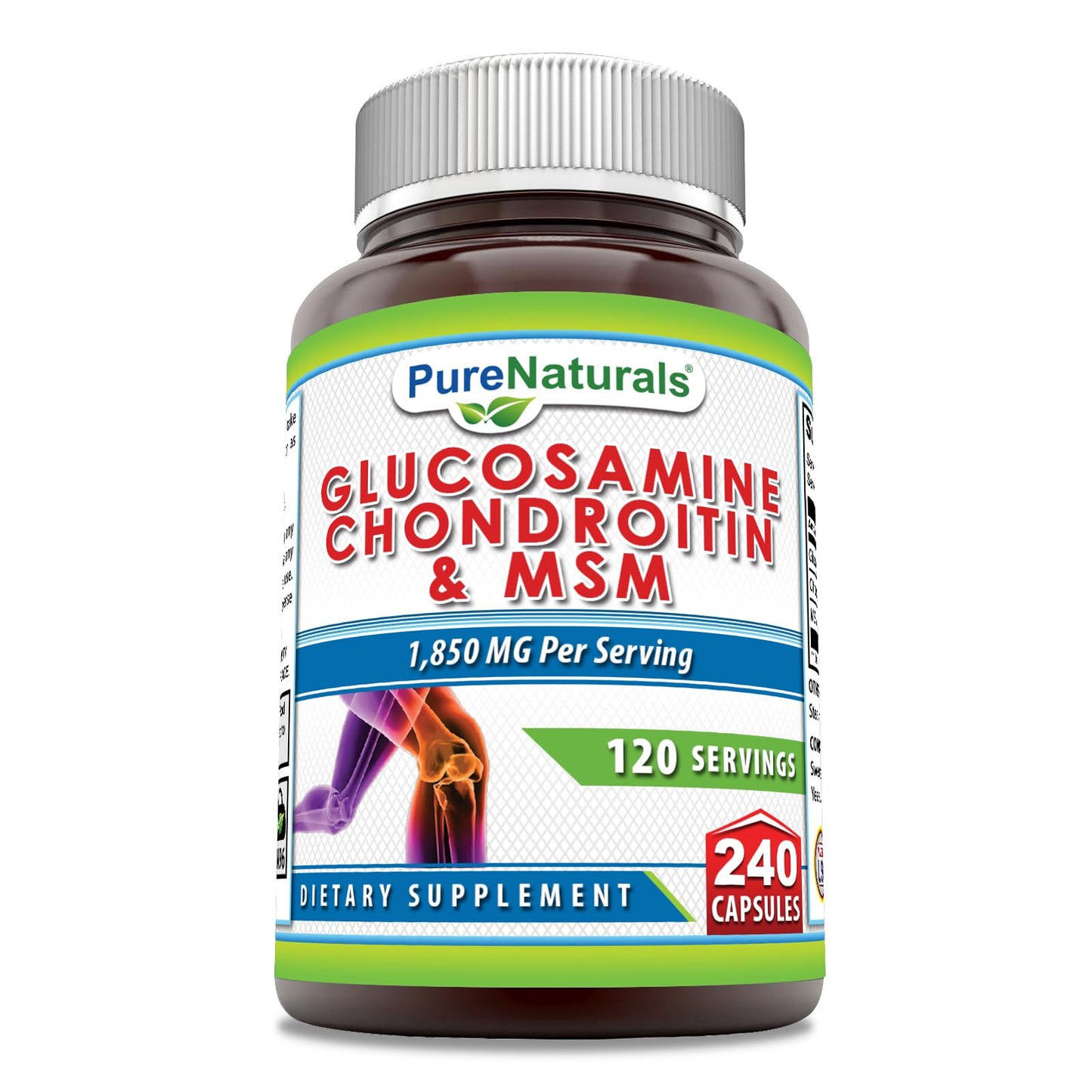 Pure Naturals Glucosamine Chondroitin + MSM Supplement Capsules, 240 Capsules