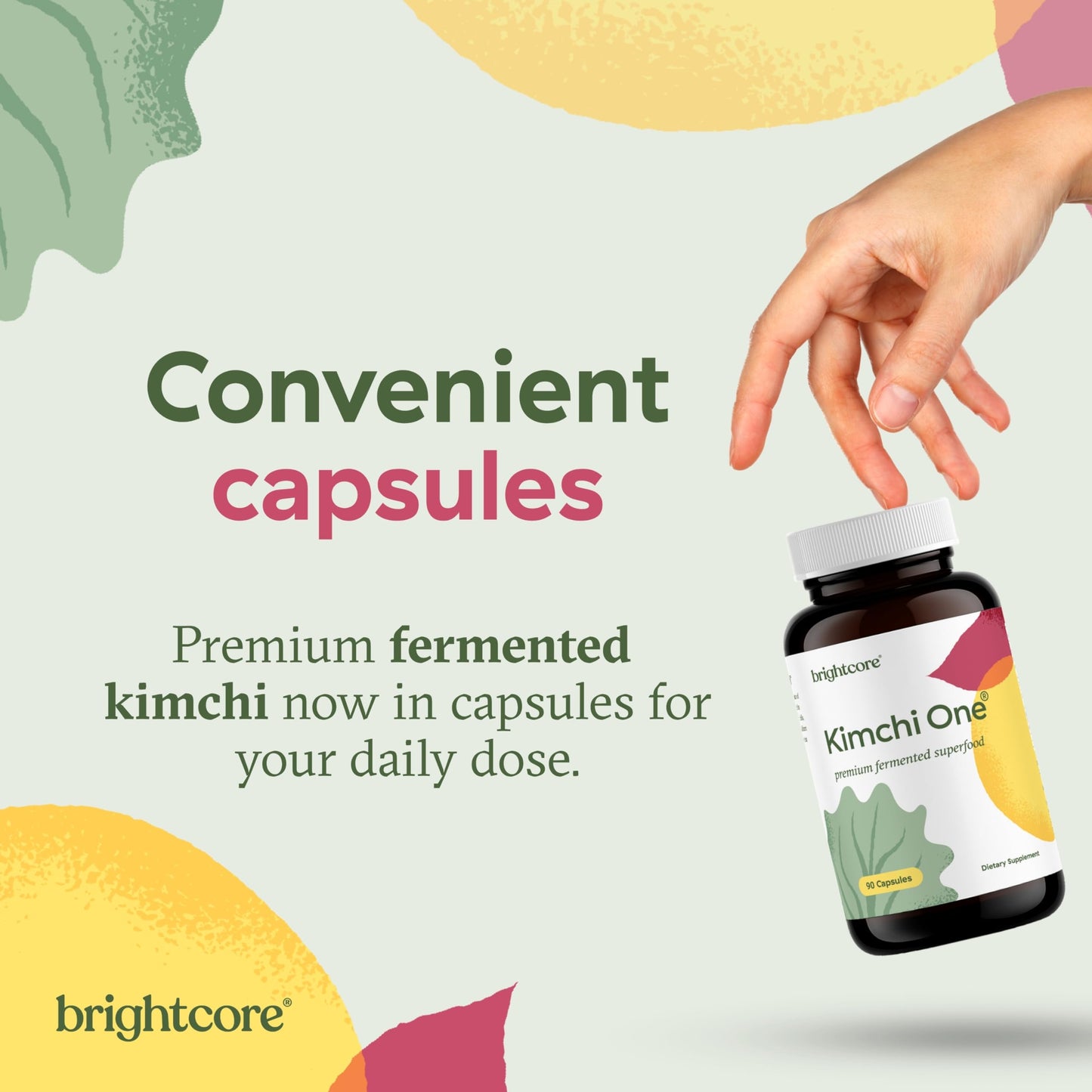 Brightcore Kimchi One Kimchi Powder Probiotics, Enzymes & Antioxidant Supplement Capsules, 90 Count