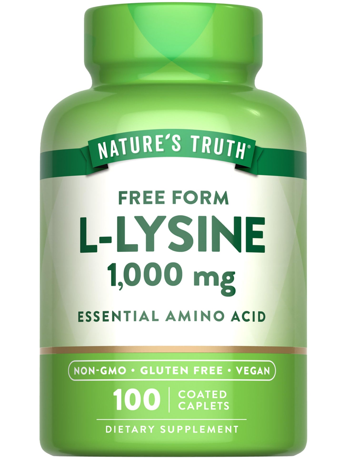 Nature's Truth L-Lysine 1000mg Coated Caplets, 100 Count