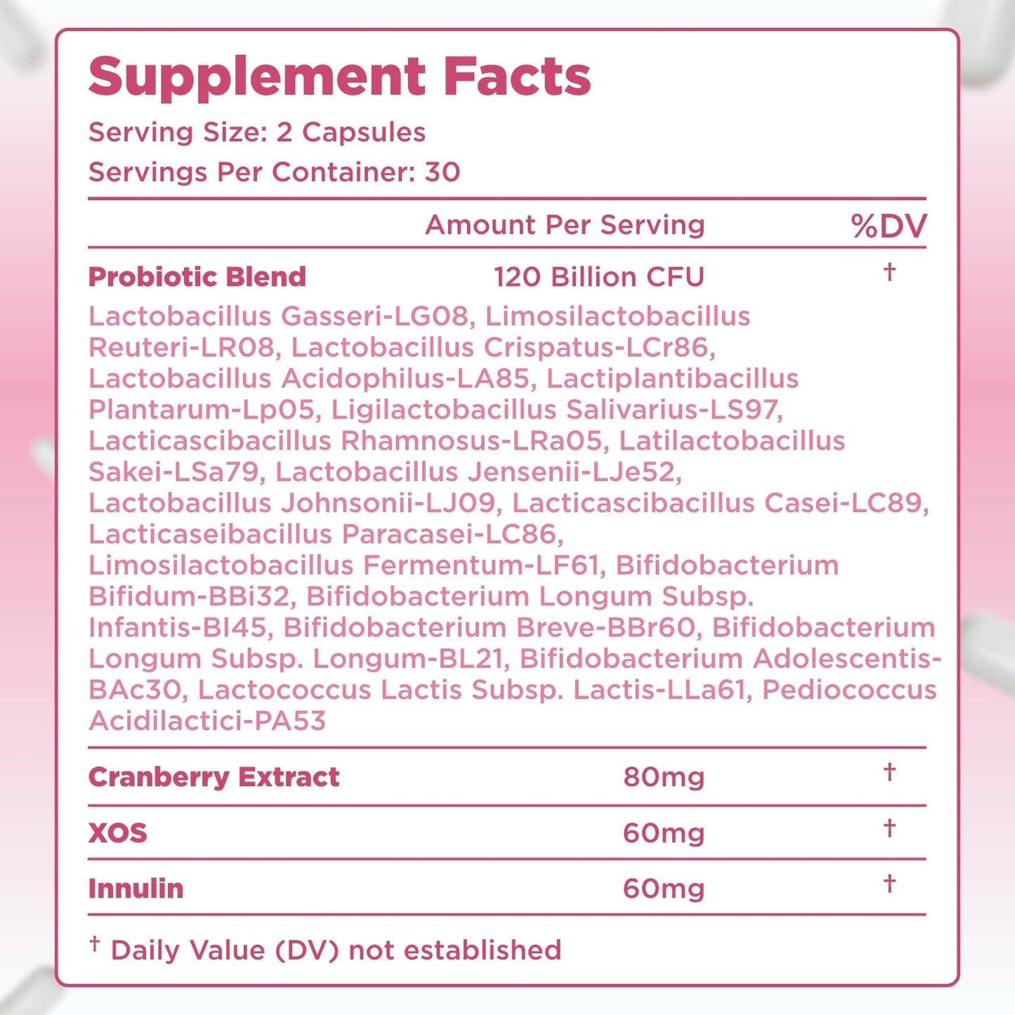 Clear Formulas 120 Billion CFU Menopause Probiotics for Women Capsule 60 Count